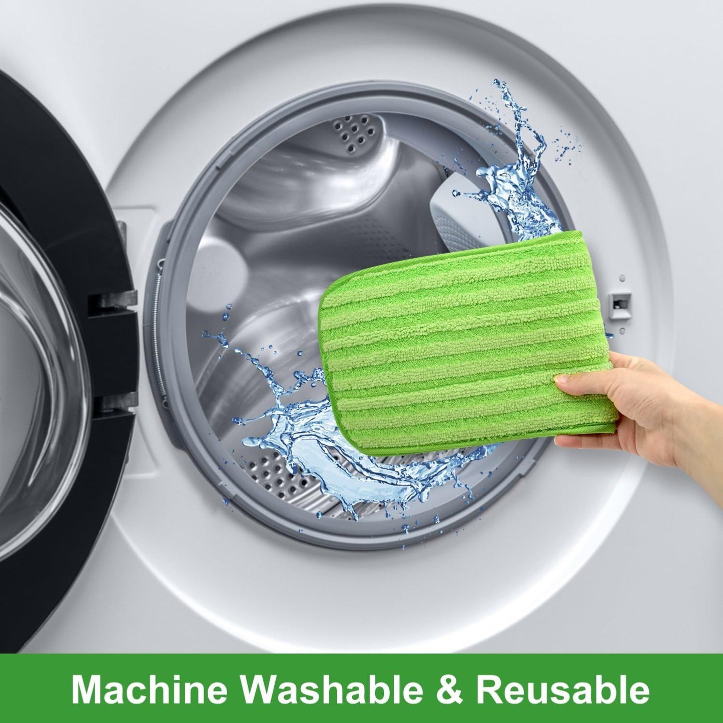 4 Pack Microiber Mop Pads or Swier XL Mops Reusable Wet and Dry Mopping Cloths Compatible with Swier Sweeper XL,Washable XL Mop Reill Replacement or All Hardwood Dry & Wet Cleaning