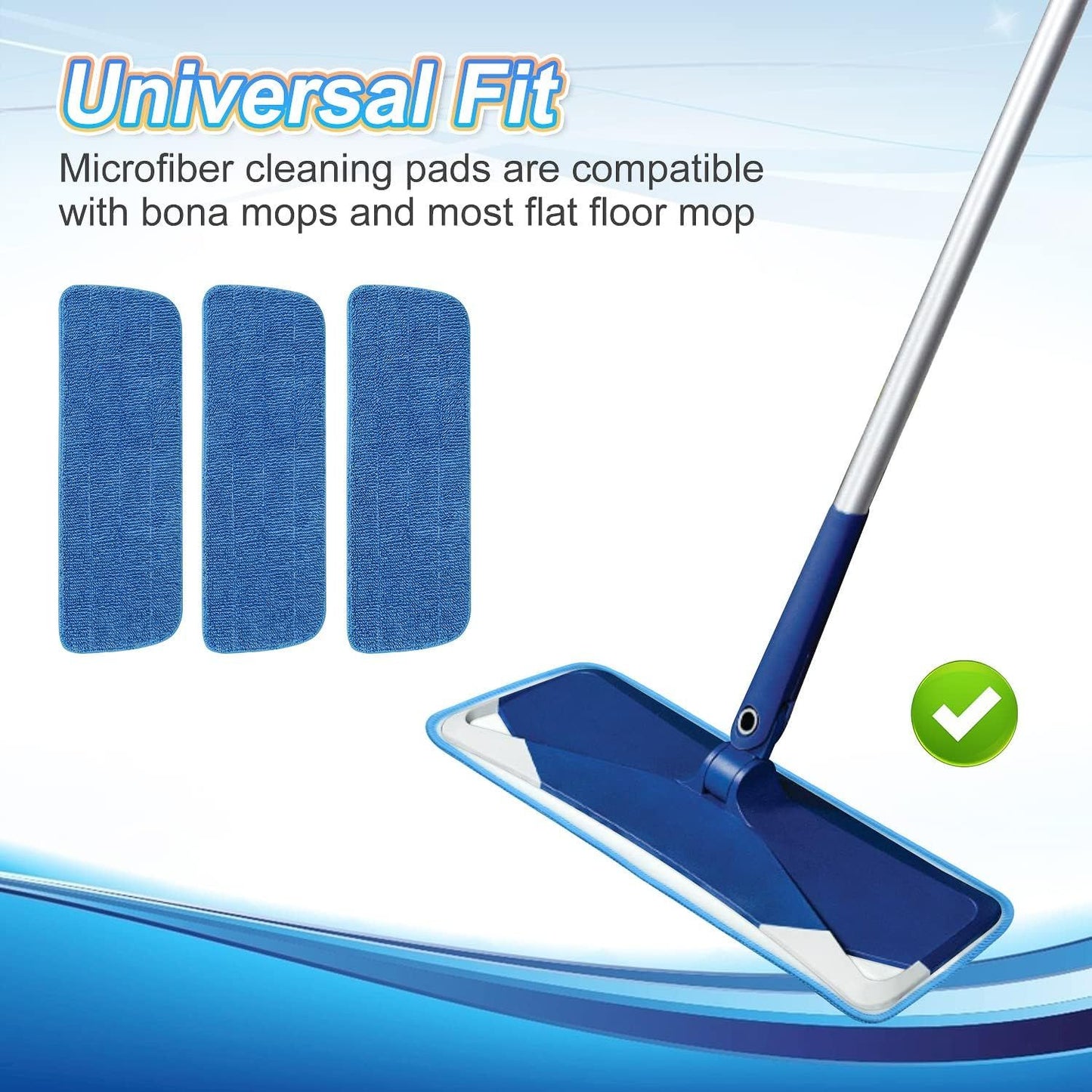 3 Pack Microiber Mop Pads Replacement or Wet/Dry Mop loor Cleaning Reusable Mop Pads Reills or Spray loor Mops Compatible with Bona loor Care System and Any Microiber lat Spray Mop