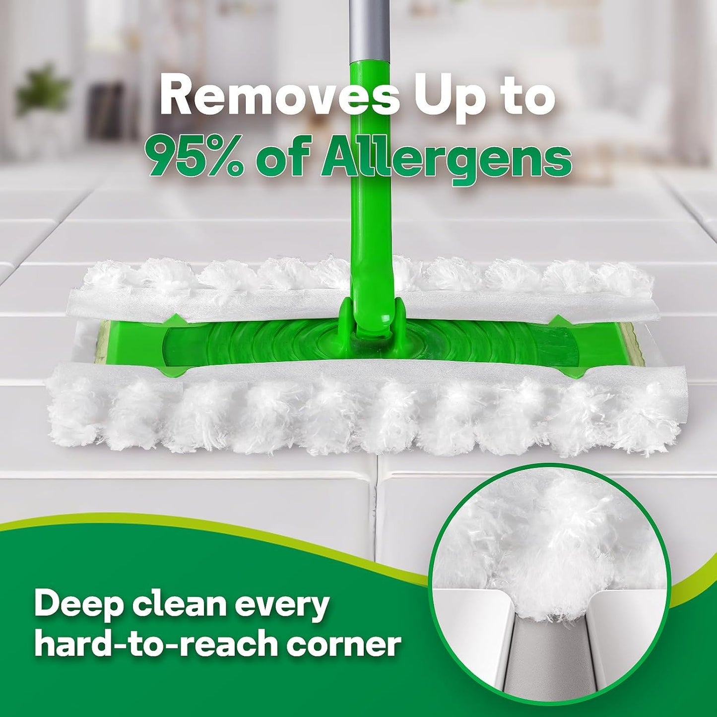 Dry Mop Pads or Swier Sweep and Mop, Heavy Duty Pet Dry Sweeper Reills, Sweeping Cloths or Cleaning Hardwood loor Dust and Hair, Disposable, Unscented, 30 Count