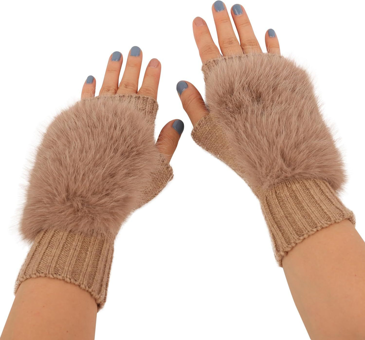 Women Wool Knit ingerless Gloves urry Mittens Wrist Warmers