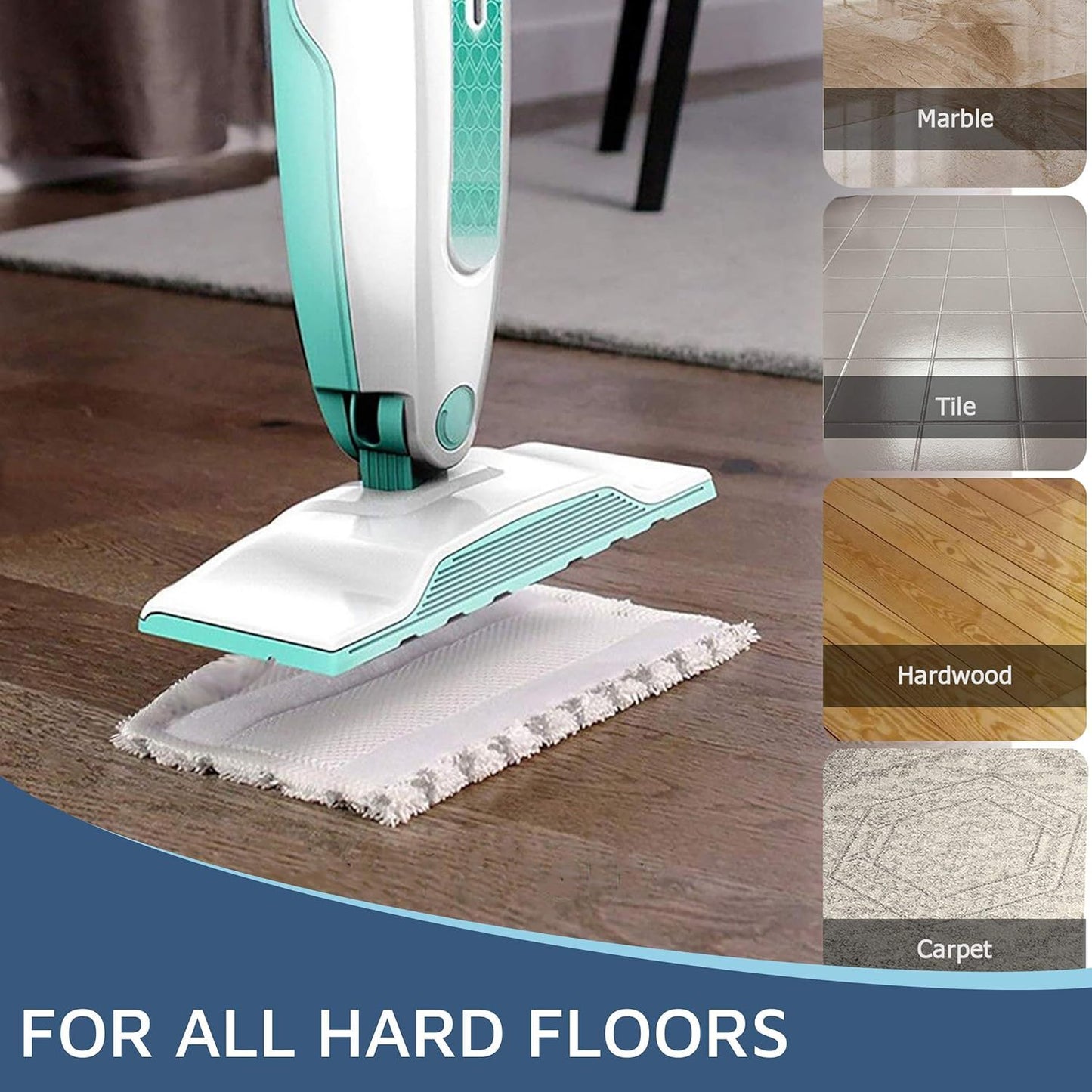4-Pack Microiber Mop Pads Reills Compatible with Shark Steam Mop S1000 S1000A S1001C S2001, Washable & Reusable Replacement Pads or Hardwood, Tile, and Stone loors