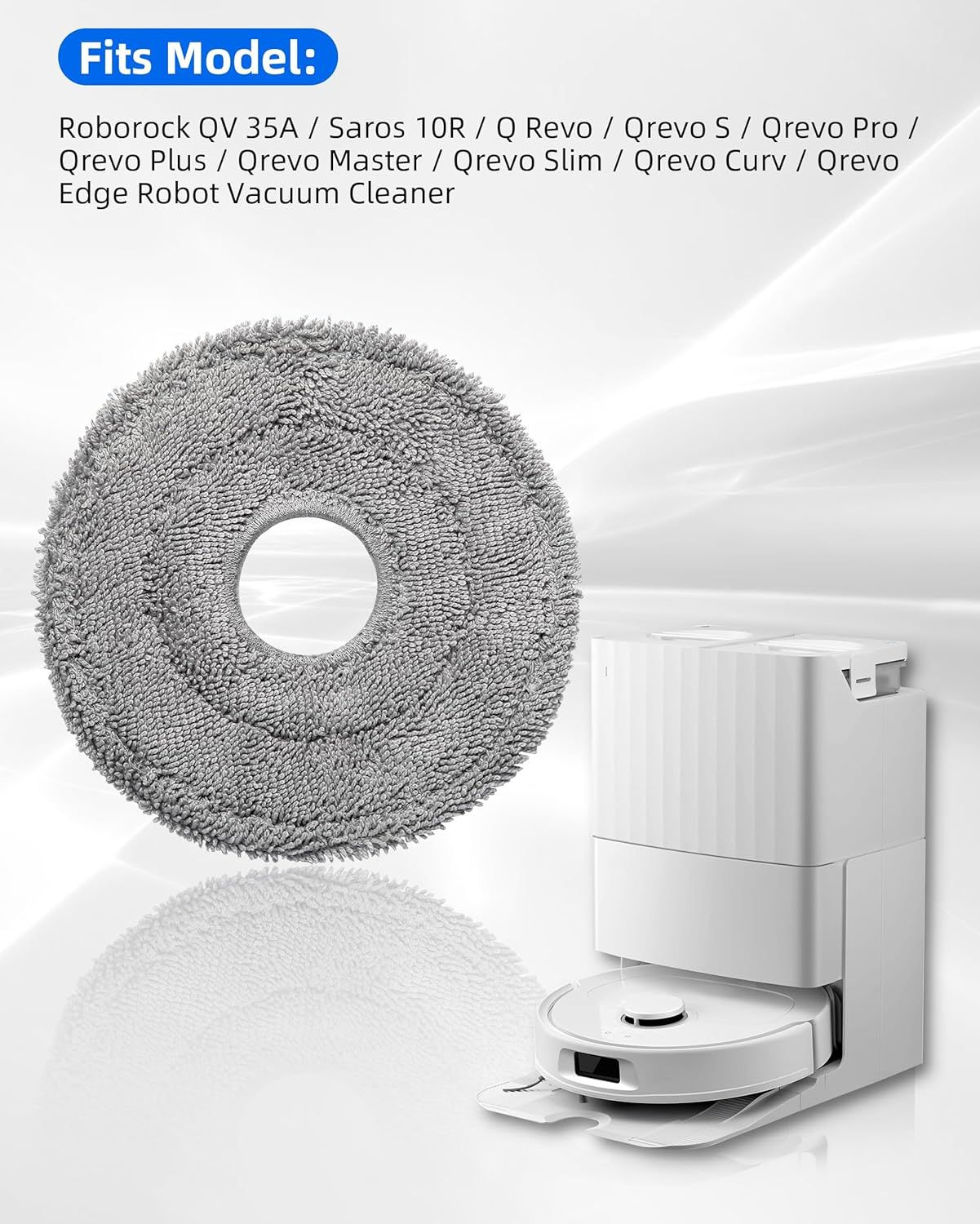 Robot Vacuum and Mop Pads 10 Pack or  QV 35A/Saros 10R/Q Revo/Qrevo S/Qrevo Pro/Qrevo Plus/Qrevo Master/Qrevo Slim/Qrevo Curv/Qrevo Edge Robot Vacuum Cleaner, High-Twist Braided Microiber