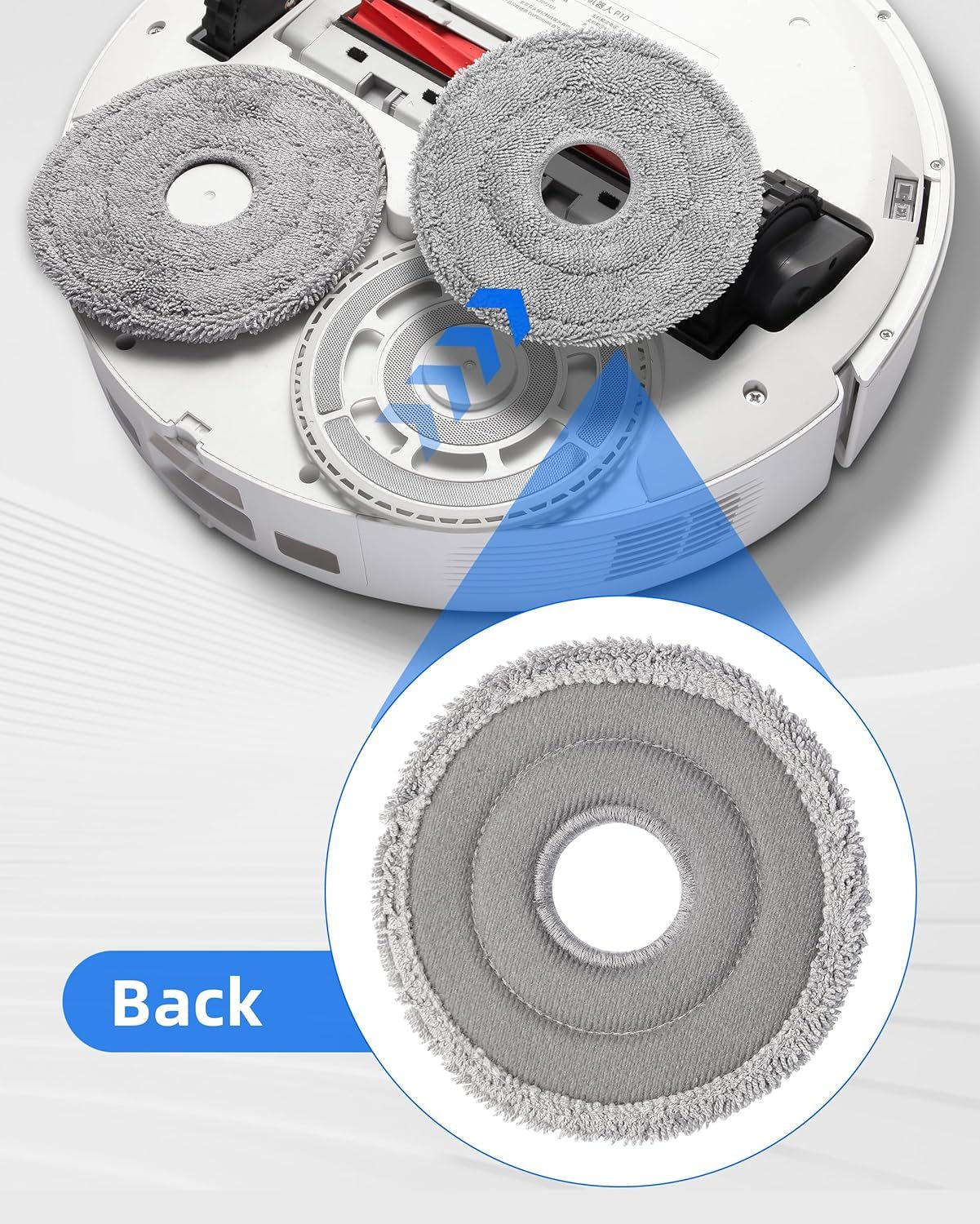 Robot Vacuum and Mop Pads 10 Pack or  QV 35A/Saros 10R/Q Revo/Qrevo S/Qrevo Pro/Qrevo Plus/Qrevo Master/Qrevo Slim/Qrevo Curv/Qrevo Edge Robot Vacuum Cleaner, High-Twist Braided Microiber