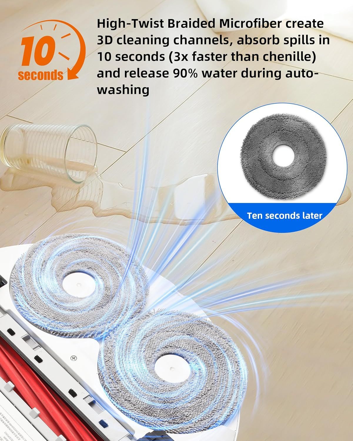 Robot Vacuum and Mop Pads 10 Pack or  QV 35A/Saros 10R/Q Revo/Qrevo S/Qrevo Pro/Qrevo Plus/Qrevo Master/Qrevo Slim/Qrevo Curv/Qrevo Edge Robot Vacuum Cleaner, High-Twist Braided Microiber