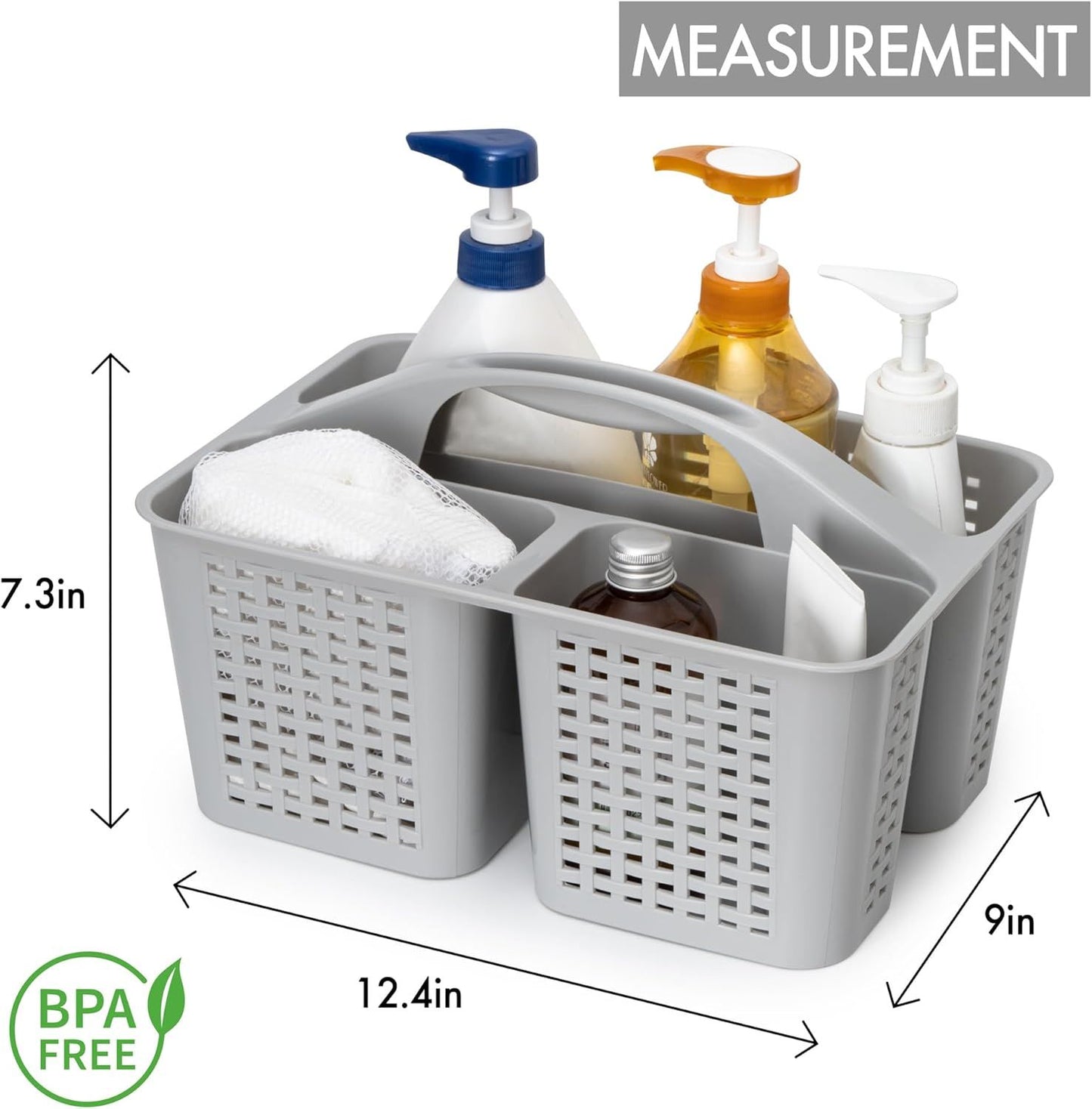 Portable Shower Caddy, Caddy Organizer with Handle, Plastic Shower Basket Hold Soap, Shampoo, Hair Supplies and Beauty Products, Cleaning Supplies Organizer or Home, Dorm, Shel and Cabinet