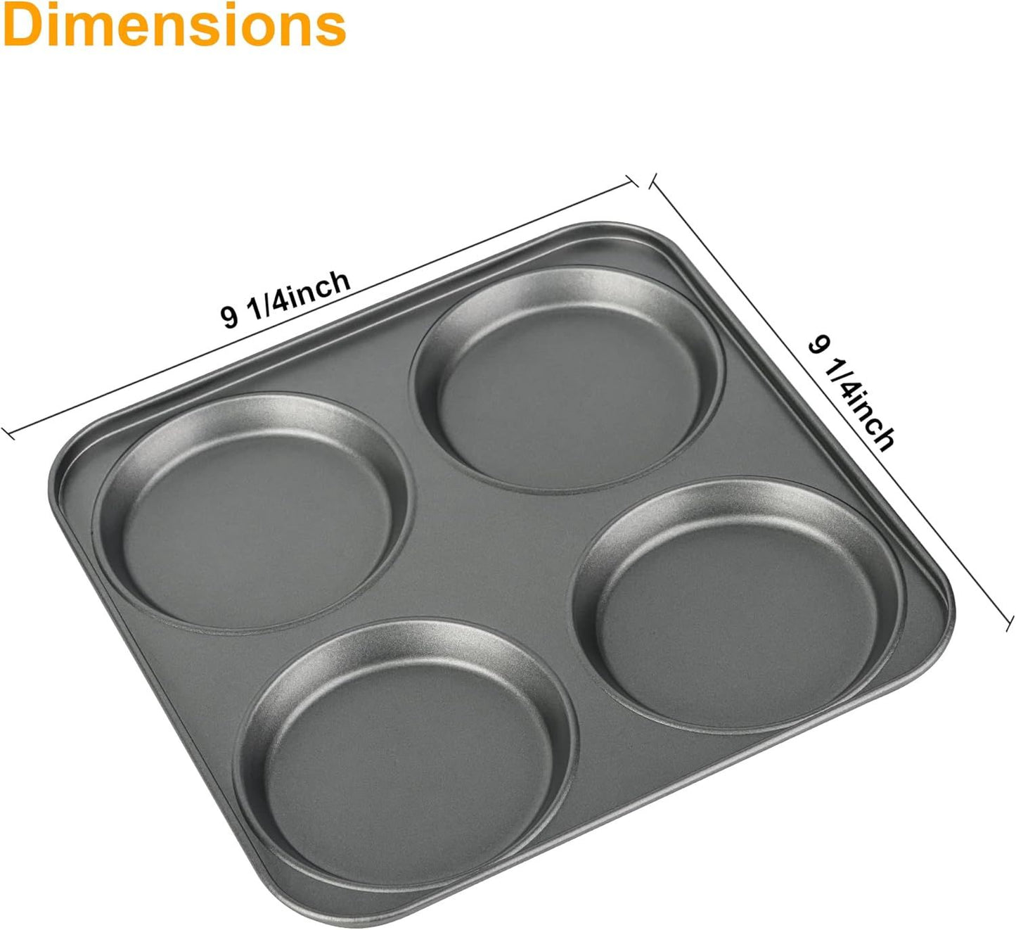 Muin Top Pan, 4-Cup Hamburger Bun Pan, Large Whoopie Pies Pan, Non-Stick Bakeware or Eggs, Cornbread, Small Cake Layers and Drop Cookies, Set o 3
