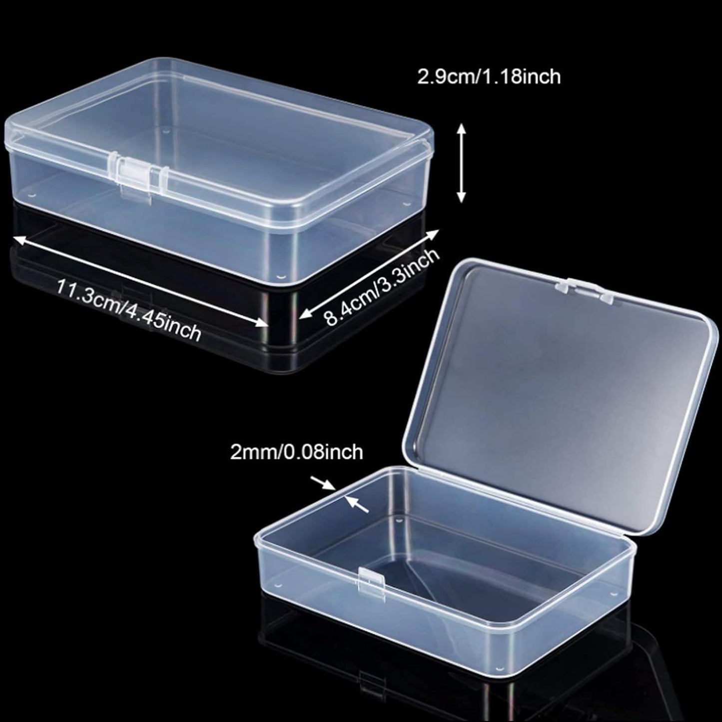 6 Pieces Mini Plastic Clear Beads Storage Containers Box or Collecting Small Items, Beads, Jewelry, Business Cards, Game Pieces, Crats (4.5 x 3.3 x 1.2 Inch)