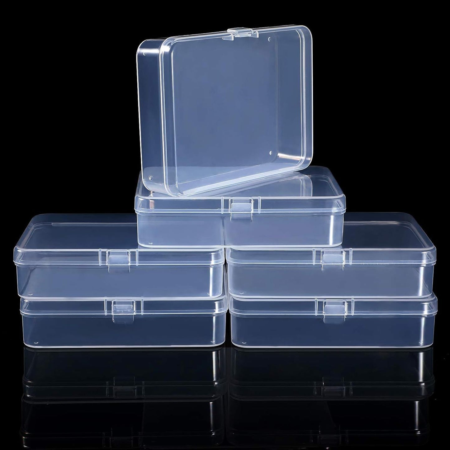 6 Pieces Mini Plastic Clear Beads Storage Containers Box or Collecting Small Items, Beads, Jewelry, Business Cards, Game Pieces, Crats (4.5 x 3.3 x 1.2 Inch)
