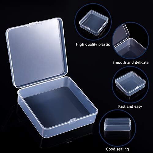 6 Pieces Mini Plastic Clear Beads Storage Containers Box or Collecting Small Items, Beads, Jewelry, Business Cards, Game Pieces, Crats (4.5 x 3.3 x 1.2 Inch)