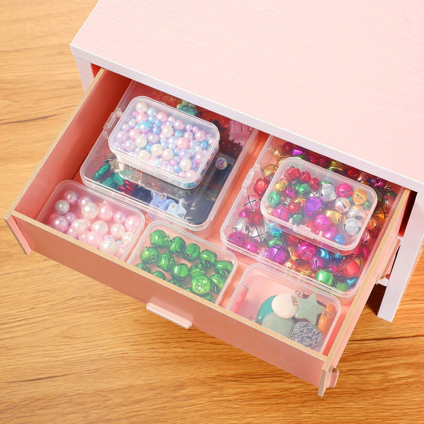 6 Pieces Mini Plastic Clear Beads Storage Containers Box or Collecting Small Items, Beads, Jewelry, Business Cards, Game Pieces, Crats (4.5 x 3.3 x 1.2 Inch)