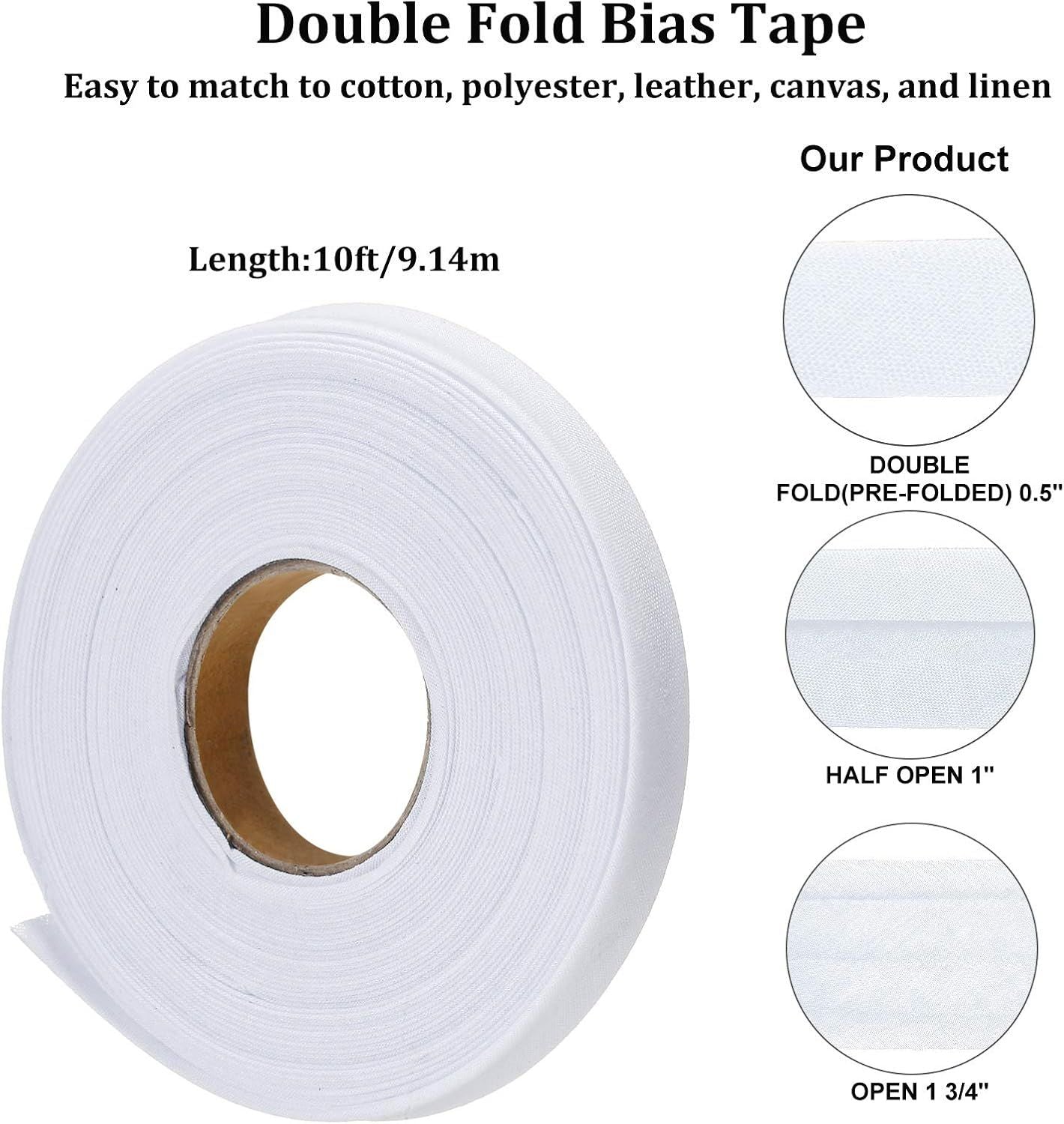 1/2 Inch Double old Bias Tape Bias Binding Wide old Cotton Tape or Sewing Seaming Hemming Piping Quilting Projects (White,10 Yards)