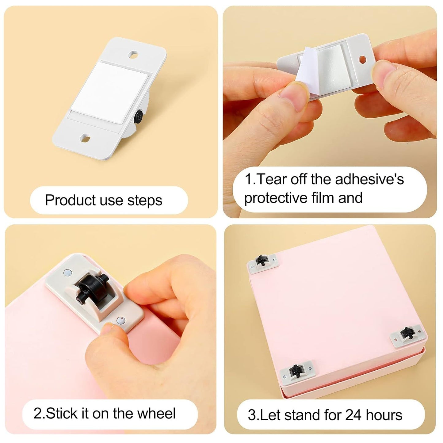 24 Pcs Sel-Adhesive ixed Casters – Caster Wheels or urniture, Cart, Storage Bins & DIY Toy Boxes, No-Drill Mini Wheels or Easy Mobility