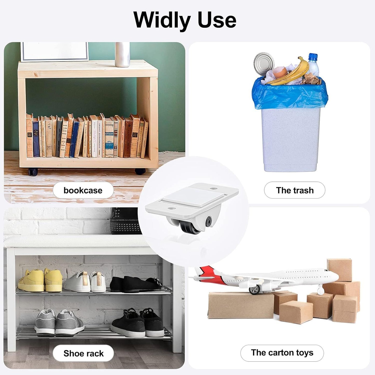 24 Pcs Sel-Adhesive ixed Casters – Caster Wheels or urniture, Cart, Storage Bins & DIY Toy Boxes, No-Drill Mini Wheels or Easy Mobility