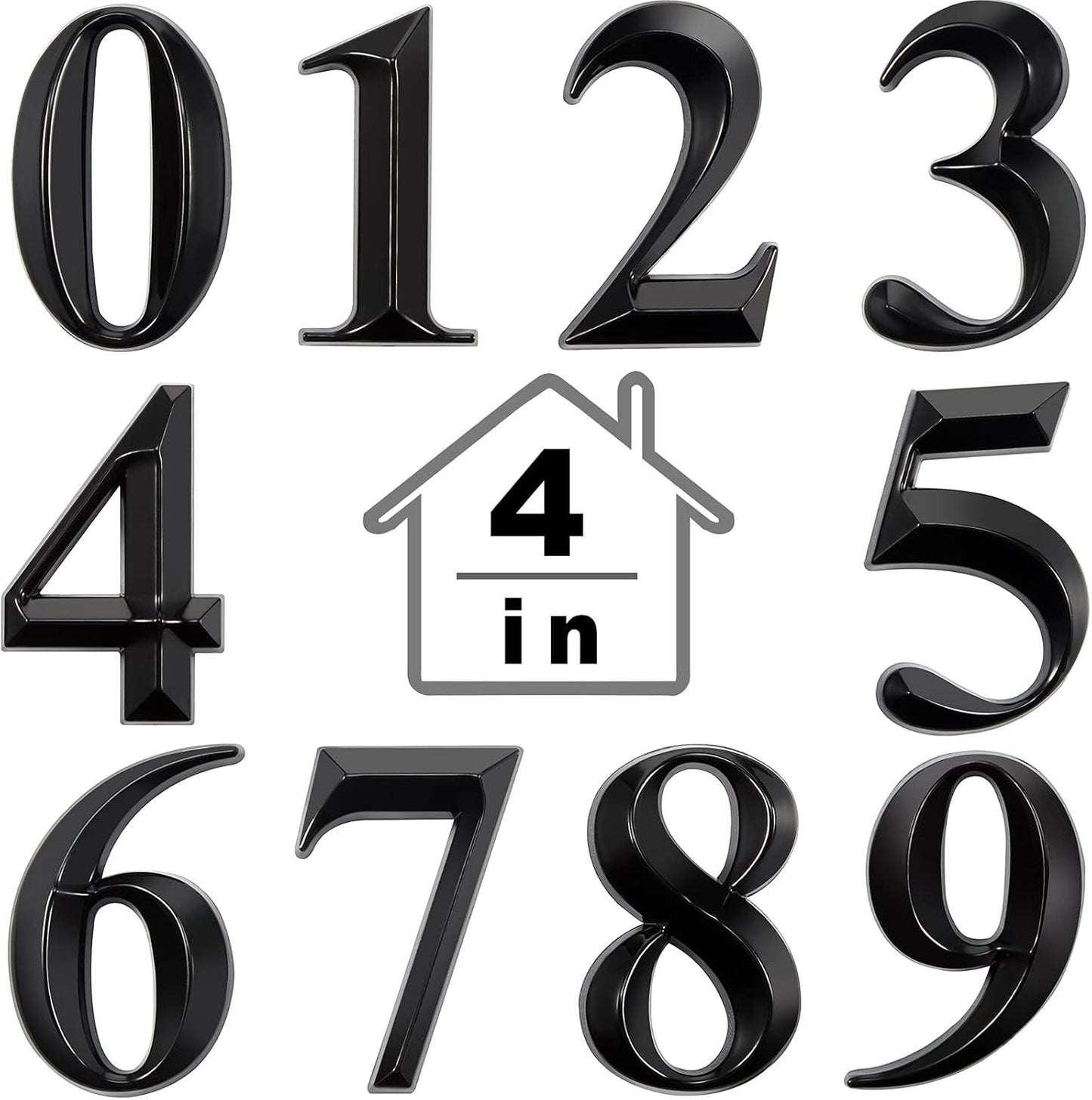 10 Pcs House Numbers 3D Door Mailbox Numbers 0-9 Sel Adhesive House Door Street Address Stickers or, Apartment, Oice, Hotel Room, Mailbox Signs(4 x 2.5 Inches,Black)