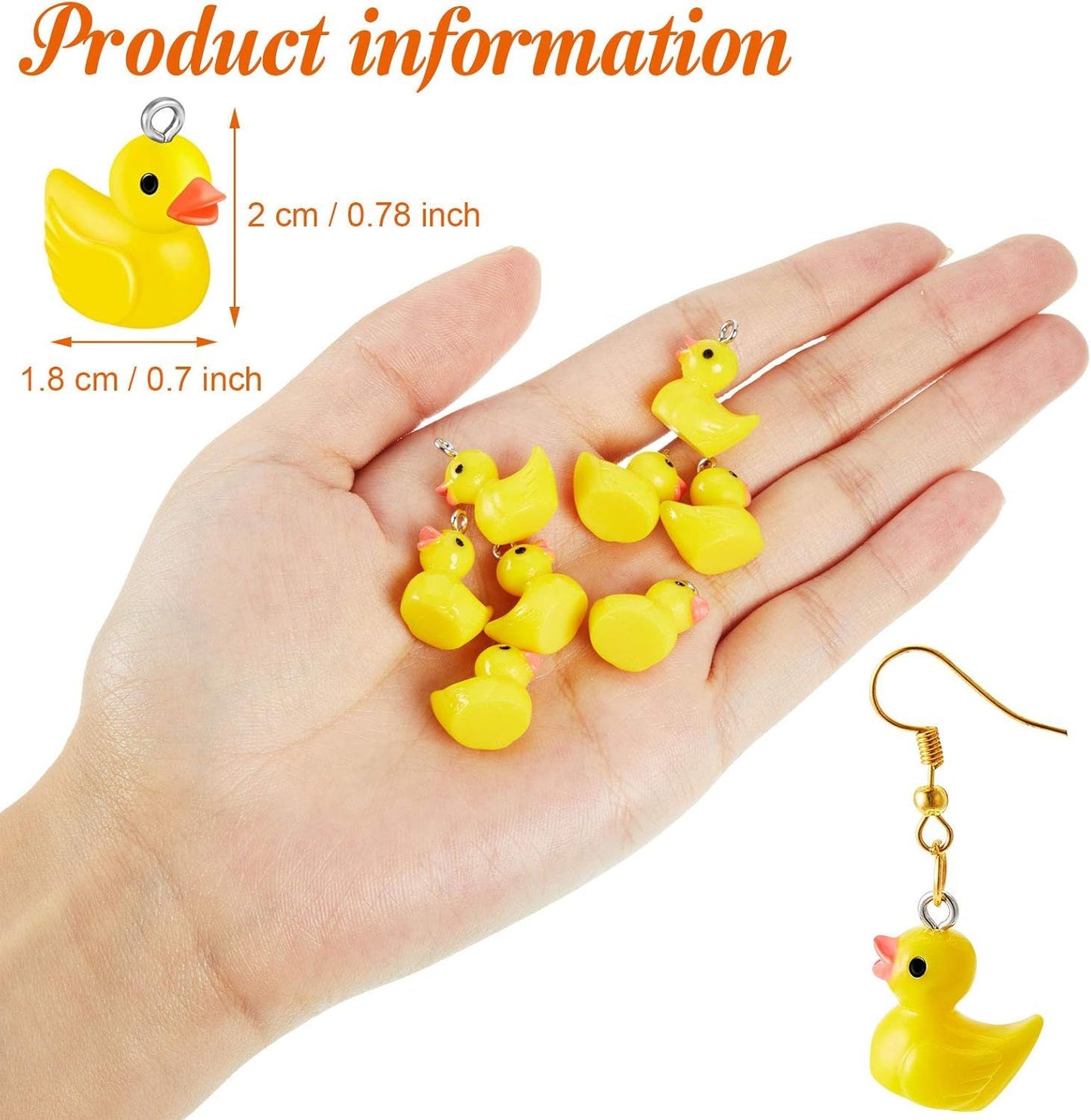 40 Pcs Mini Resin Duck Charms Pendants indings Beads or Women Adult Jewelry Making DIY Bracelet Necklace Earrings Keychain Crats Gits Party avors(Yellow,Classic)