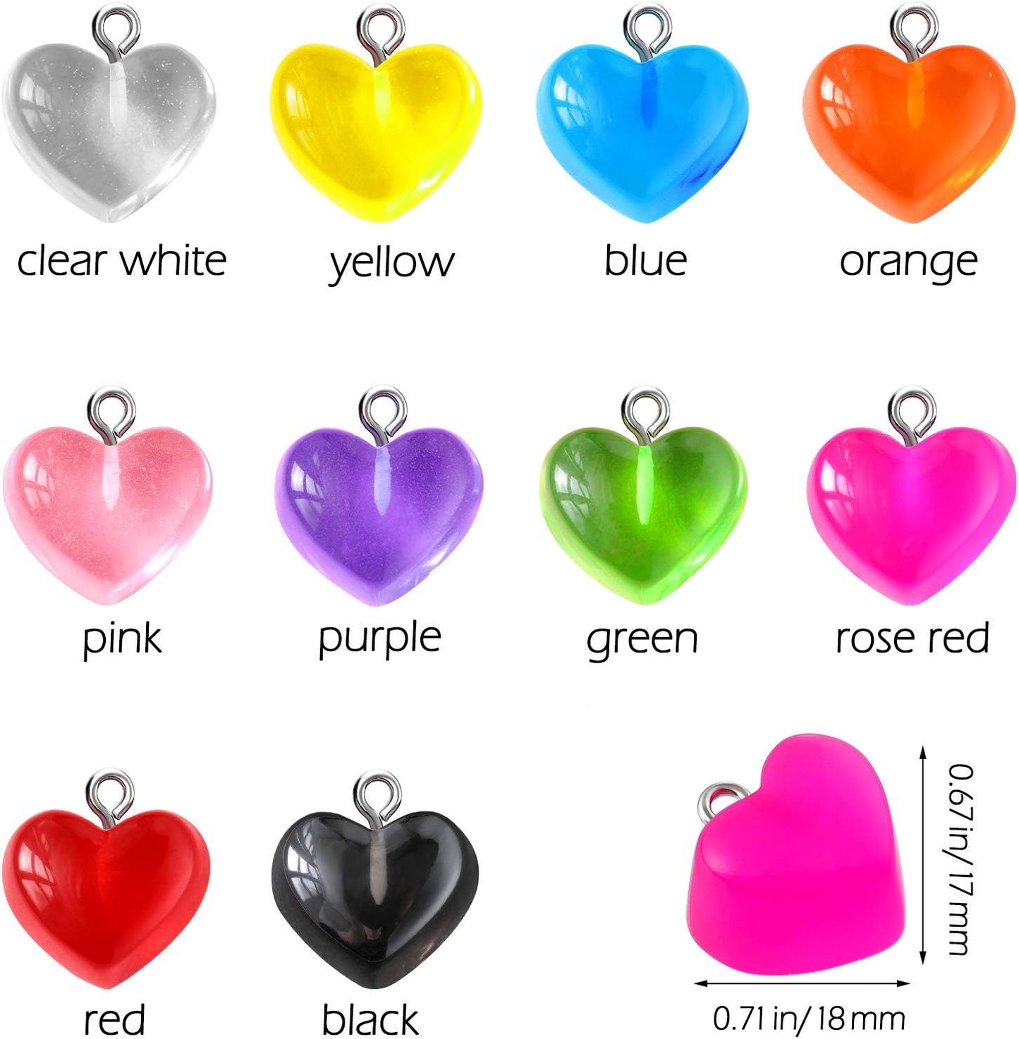 Heart Charms Pendant Colorul Love Heart Candy Keychains Charm Necklace Earring Pendant or DIY Jewelry Crats Supplies
