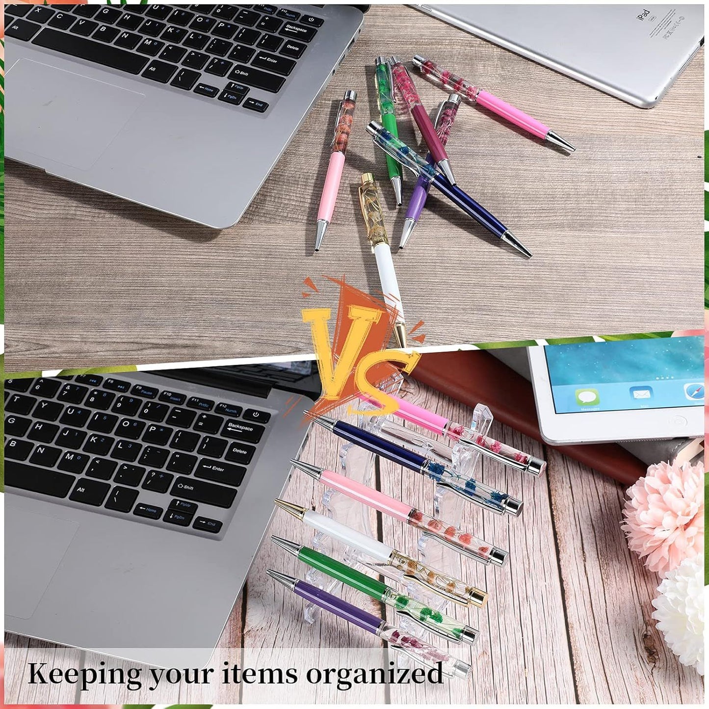 2 Pieces Plastic Pen Holder Stand 6-Slots Pencil Display Makeup Brush Rack Organizer Vertical Pencil Show Tool Rack Acrylic Pen Holder or Oice Home(Clear)