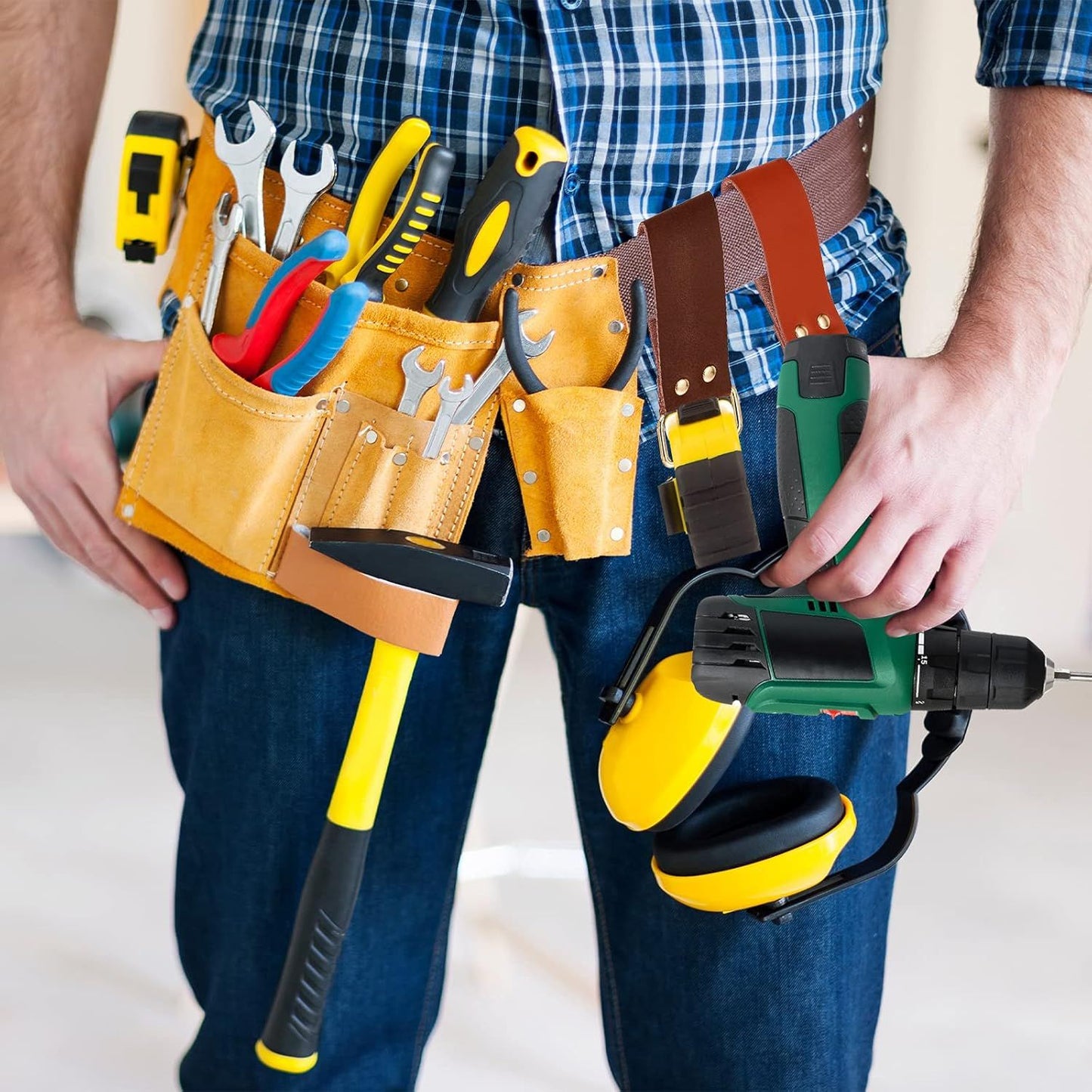 4 Pieces Leather Tape Measure Holder Belt Clip Measuring Tool Loop or Drills Impact Tools