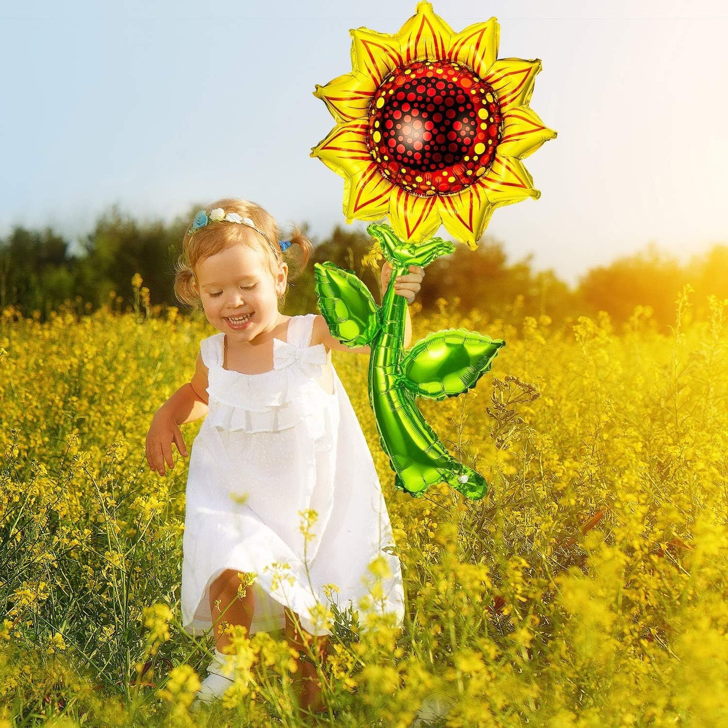 6 Pieces 36 Inch Sunlower Balloons Sunlower Birthday Party Decorations Supplies Yellow Aluminum oil Balloon Garland or Summer lower Theme Party Wedding Baby Shower Decor