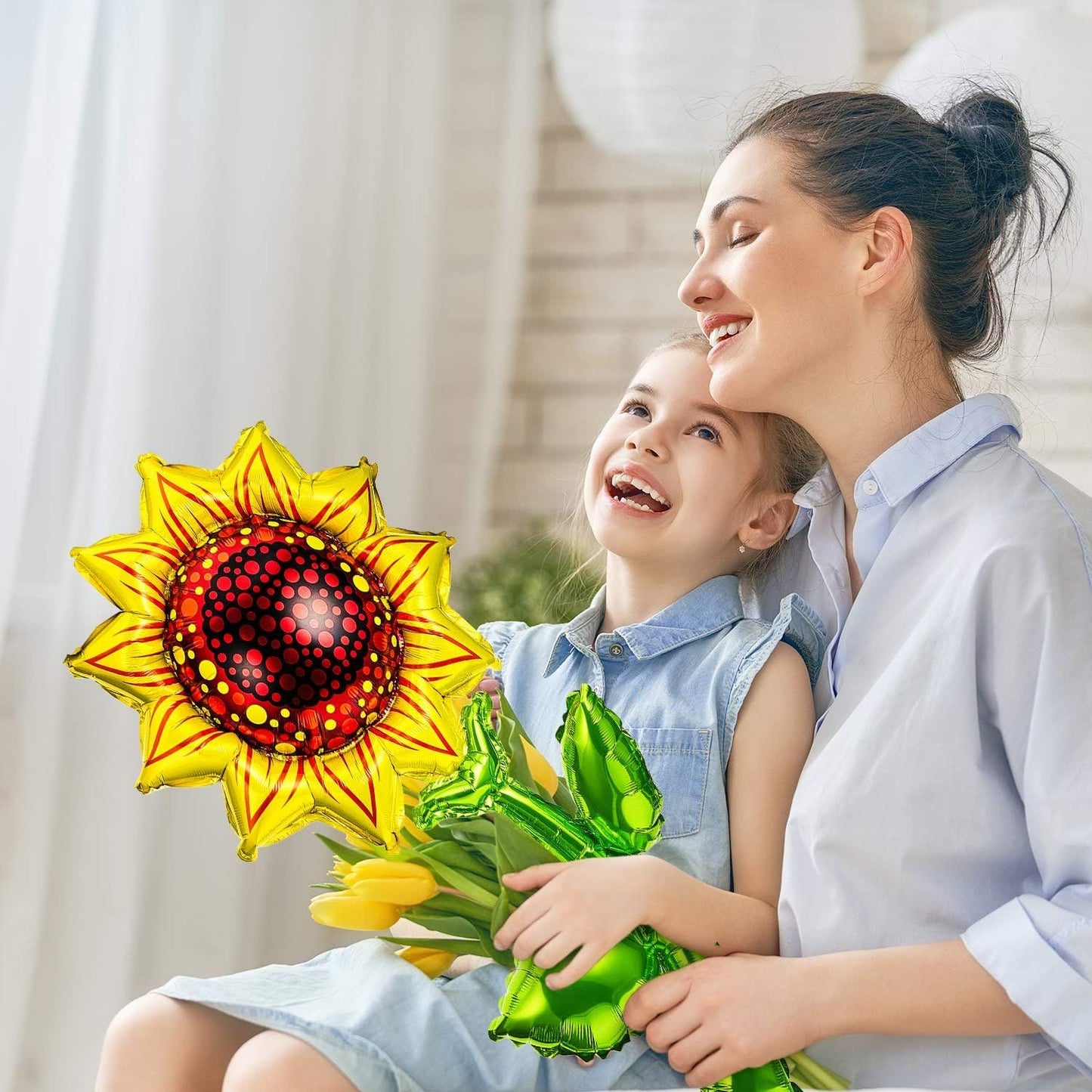 6 Pieces 36 Inch Sunlower Balloons Sunlower Birthday Party Decorations Supplies Yellow Aluminum oil Balloon Garland or Summer lower Theme Party Wedding Baby Shower Decor