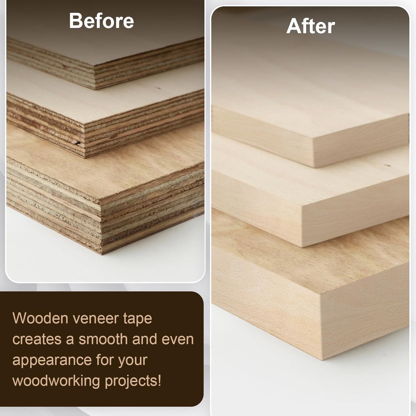 Biaungdo Birch Edge Banding 7/8 Inch x 50ft, Wood Veneer Roll Tape Banding Pre-Glued, Iron-on Veneer Edging Band Strips for Cabinet, Furniture Restoration