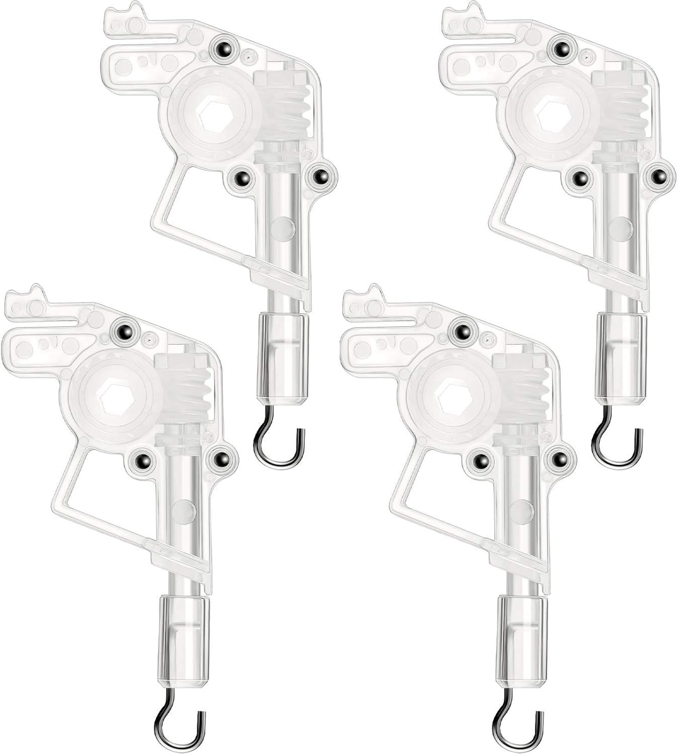 4 Pieces Low Proile Wand Tilter Universal Wand Tilter or 2 Inches Horizontal Blinds Tilt Mechanism Hook Connection with Hexagon Shaped Gear Low Rail Blinds Parts