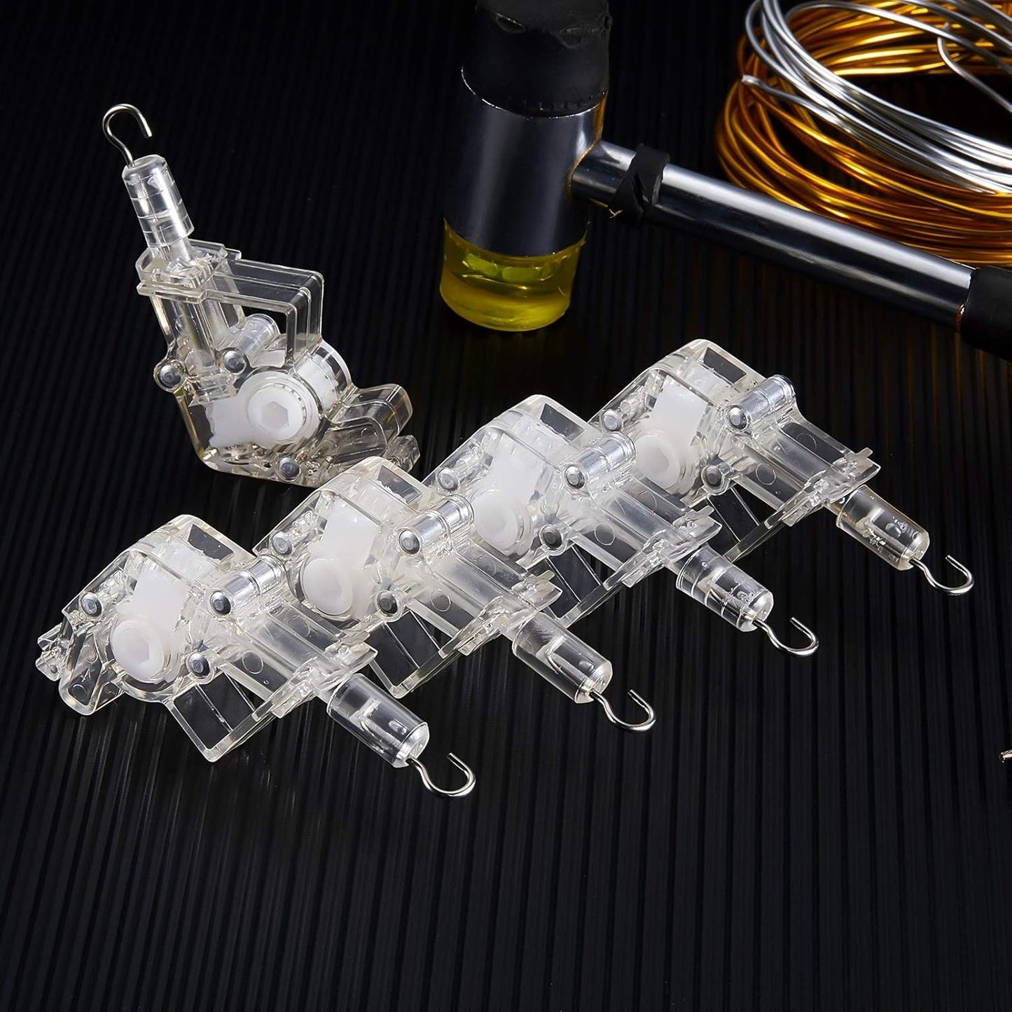 4 Pieces Low Proile Wand Tilter Universal Wand Tilter or 2 Inches Horizontal Blinds Tilt Mechanism Hook Connection with Hexagon Shaped Gear Low Rail Blinds Parts