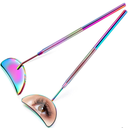 2 Pieces Lash Mirror Eyelash Extension Mirror Hal-moon Shape Lash Mirror 1.96 inch Stainless Steel Eyelash Mirror Tool Large Eyelash Inspection Mirror or Women Girls Makeup Supplies