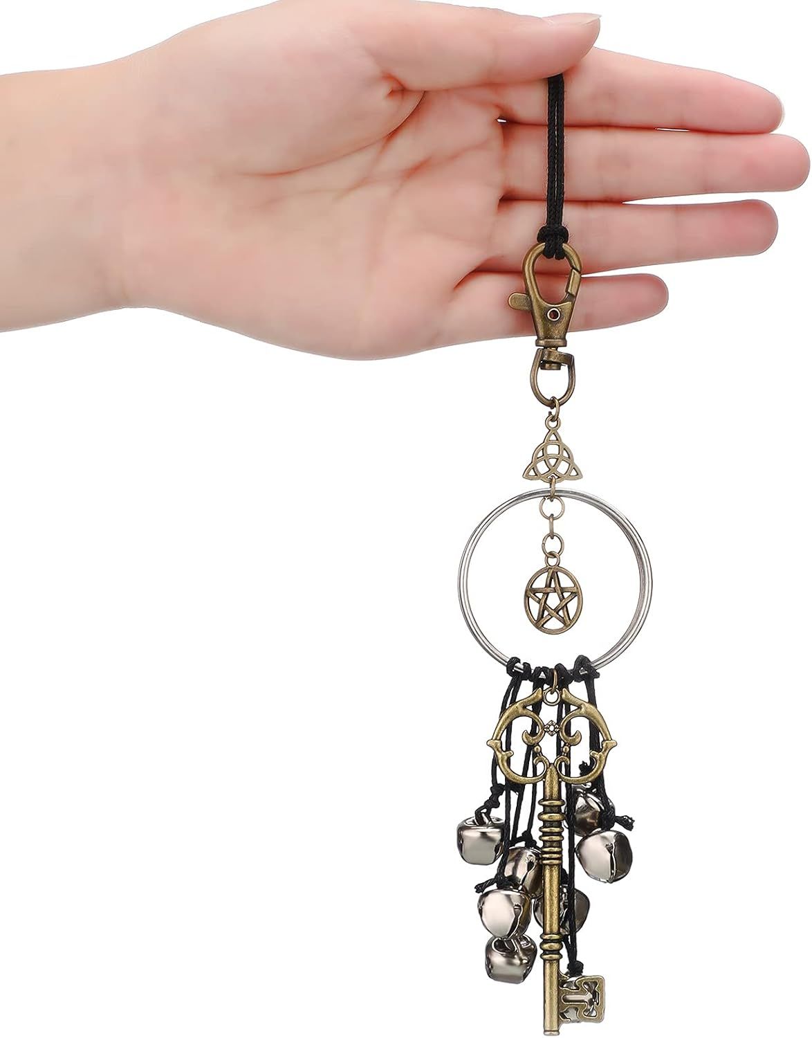 Witch Bells or Door Witchcrat Bells Supplies Wiccan Decor Altar Bell Antique Magic Keys Witchy Wicca Home Protection Decor Kitchen Witch Decor (2 Pieces)