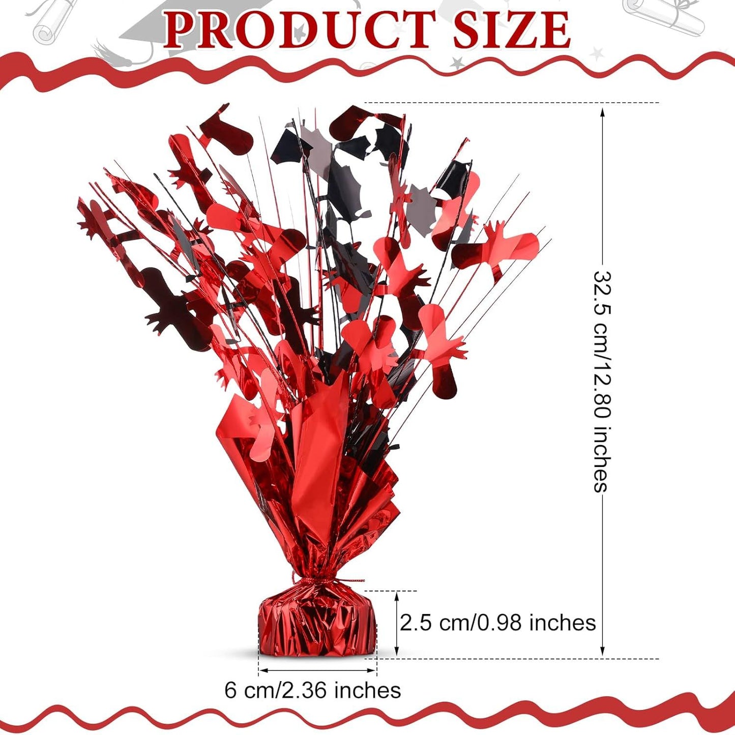 3 Pcs Graduation Table Centerpieces Graduation Table Decoration Glitter oil Graduate Centerpieces or 2026 Grad Party Graduation Certiicates(Red)