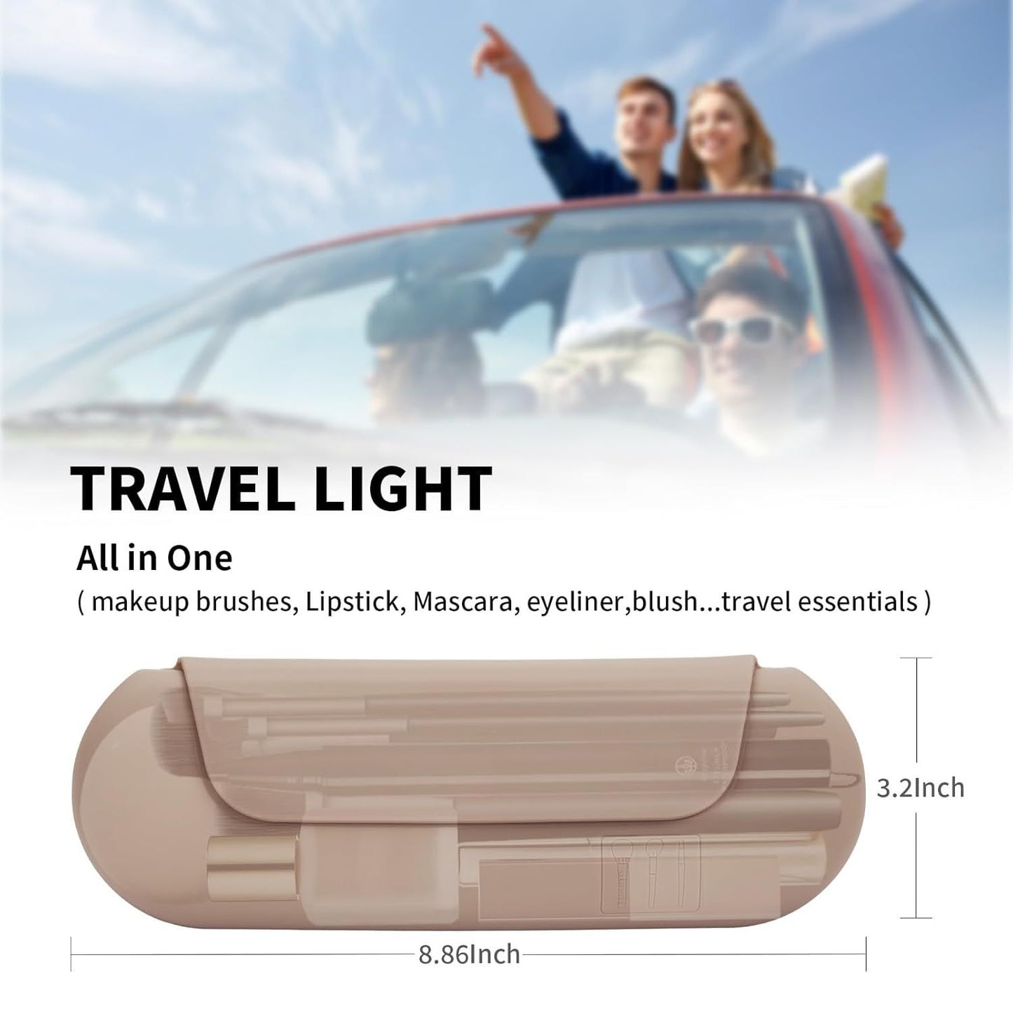 Silicone Makeup Brush Holder Travel Cosmetic Bag：Sot Portable Cosmetic ace Brushes Holder with Upgrade Anti-all Out Magnetic Closure, Large Travel Makeup Brush Case - Walnut