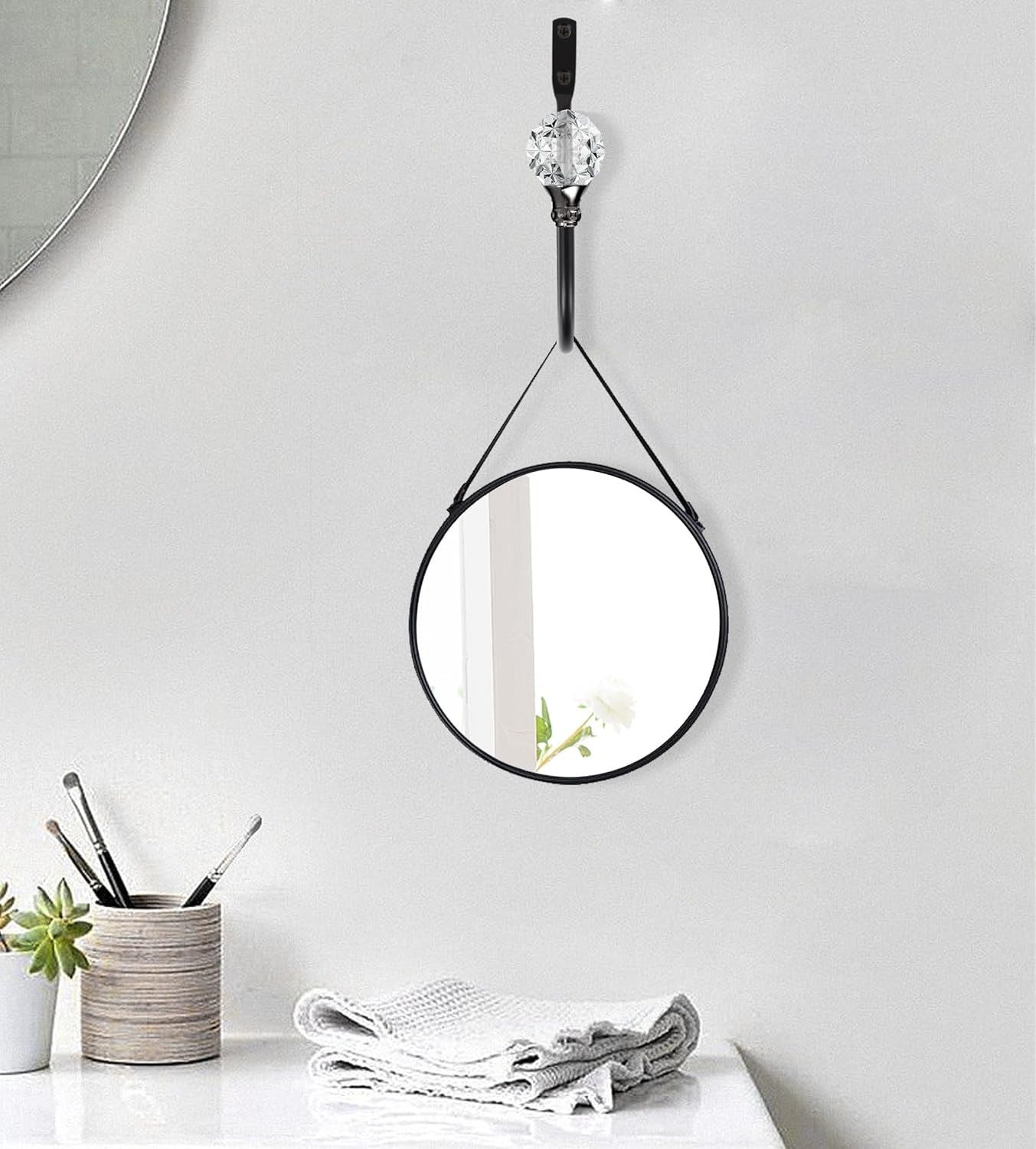 2 x Heavy Duty U Shaped Metal Curtain Holdbacks Curtain Tiebacks with Clear Crystal Ball Pull Backs Curtain Holders or Drapes (Black)