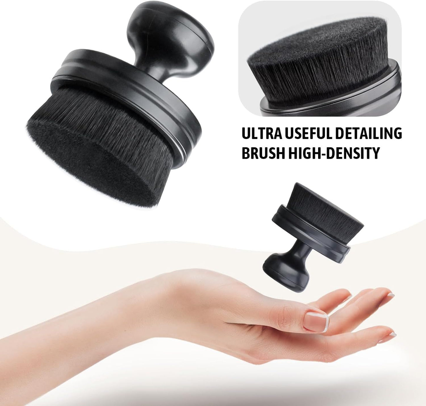 Tire Shine Applicator,Vegan Tire Shine Brush with Stand or Auto Detailing Cleaning Service (Black+Red)