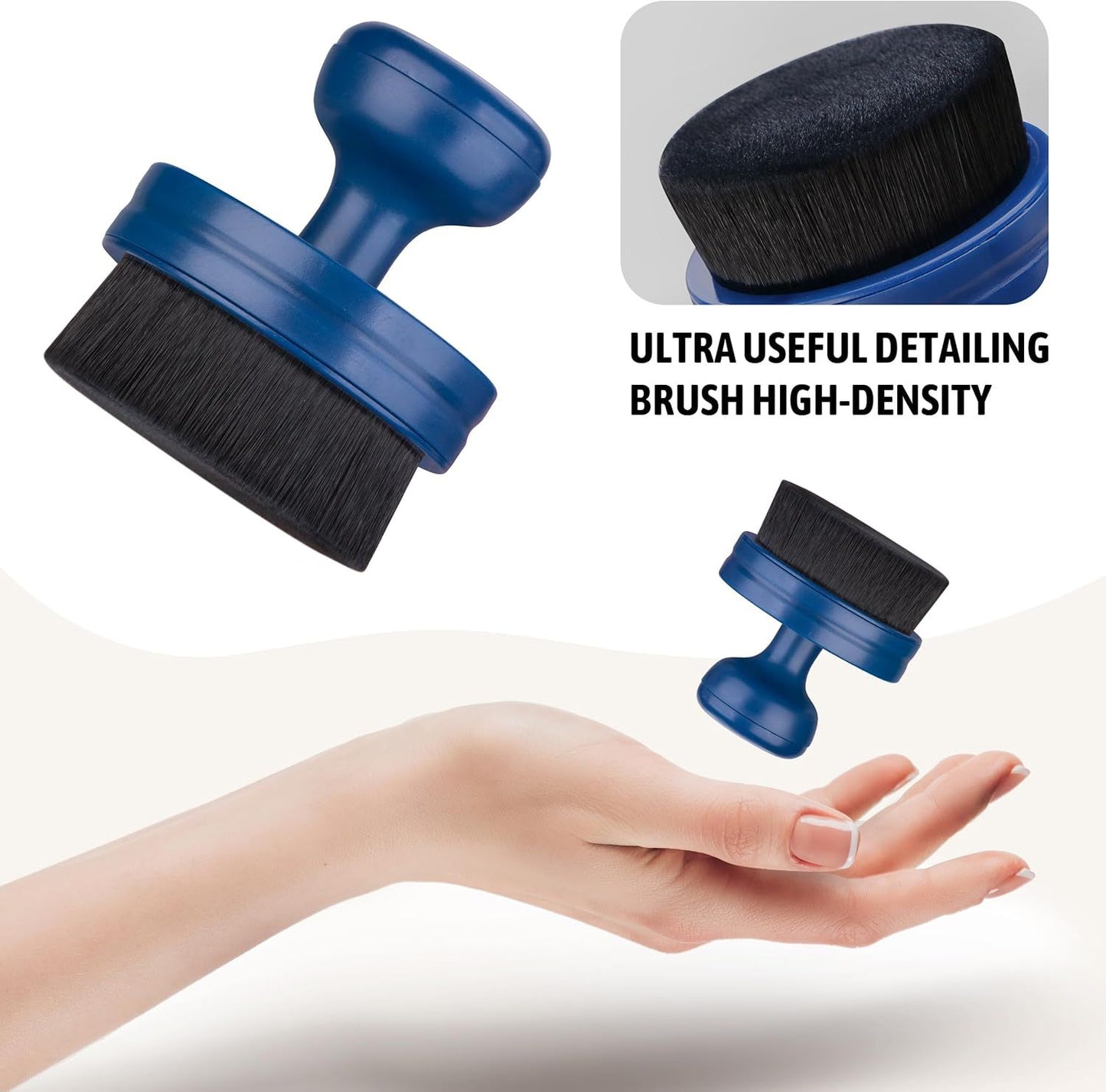 Tire Shine Applicator,Vegan Tire Shine Brush with Stand or Auto Detailing Cleaning Service (Black+Blue)