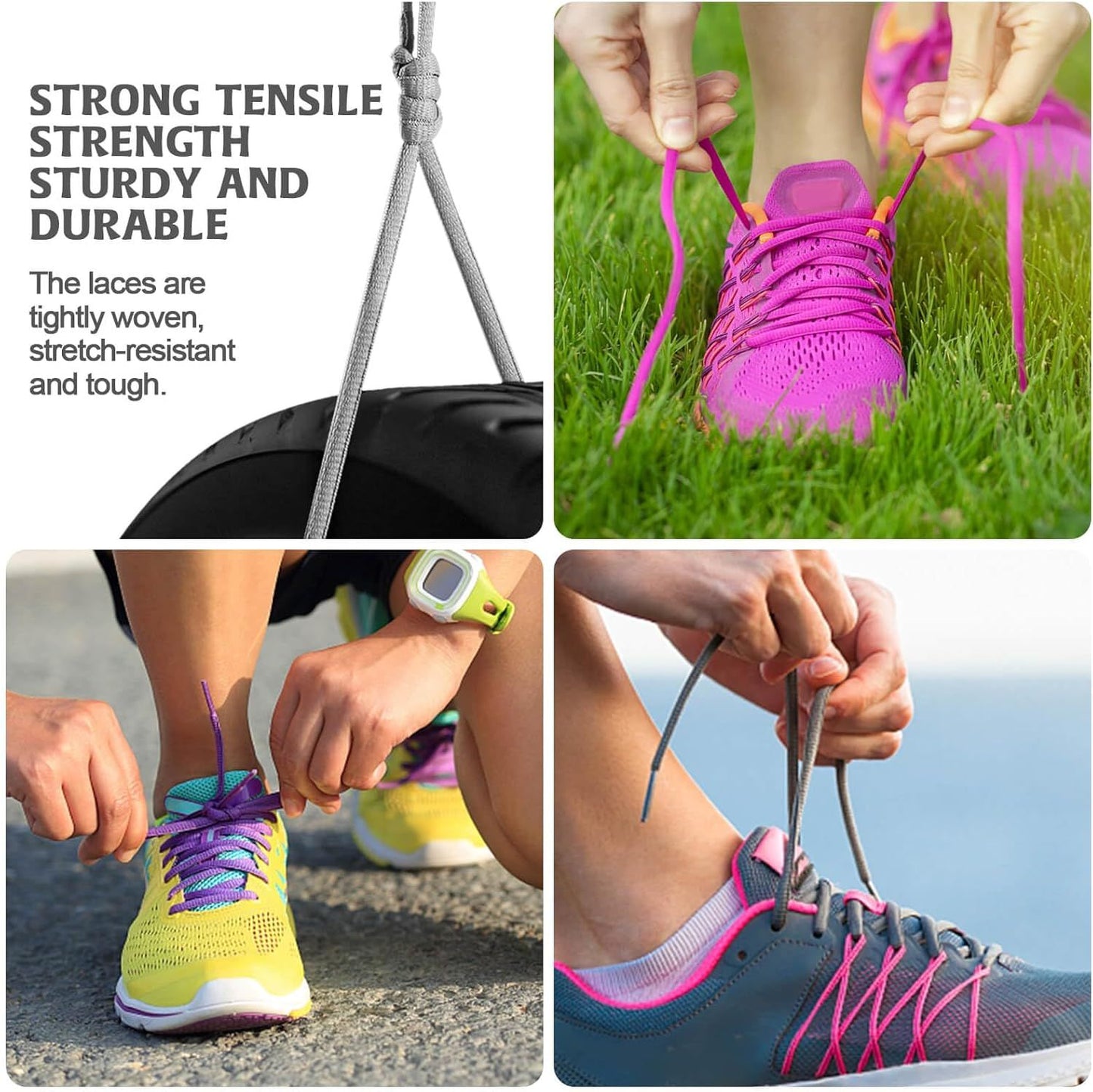 2Pair Oval Shoes laces 42 Colors Hal Round 1/4" Athletic ShoeLaces or Sport/Running Shoes Shoe Strings