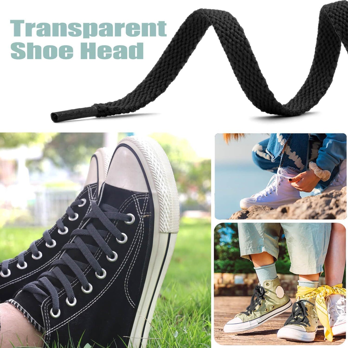 2 Pair lat Shoe laces 5/16" Wide Shoelaces or Athletic Running Sneakers Shoes Boot Strings