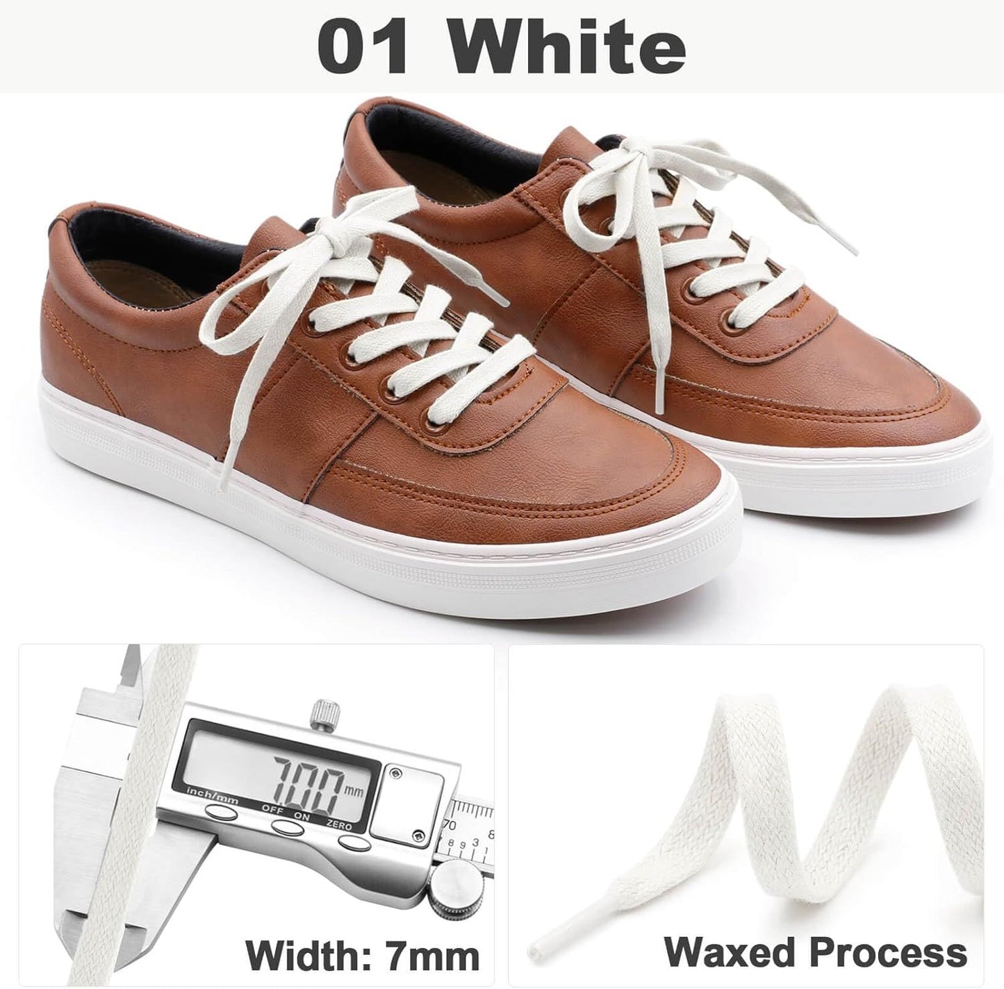 lat Waxed Cotton Shoelaces: Wax Shoe Laces or Sneakers Boot 2 Pair