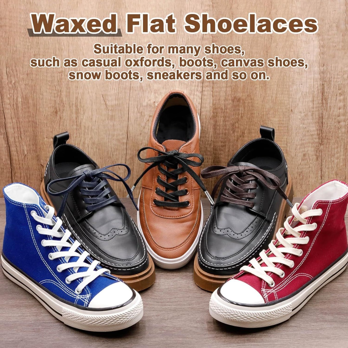 lat Waxed Cotton Shoelaces: Wax Shoe Laces or Sneakers Boot 2 Pair