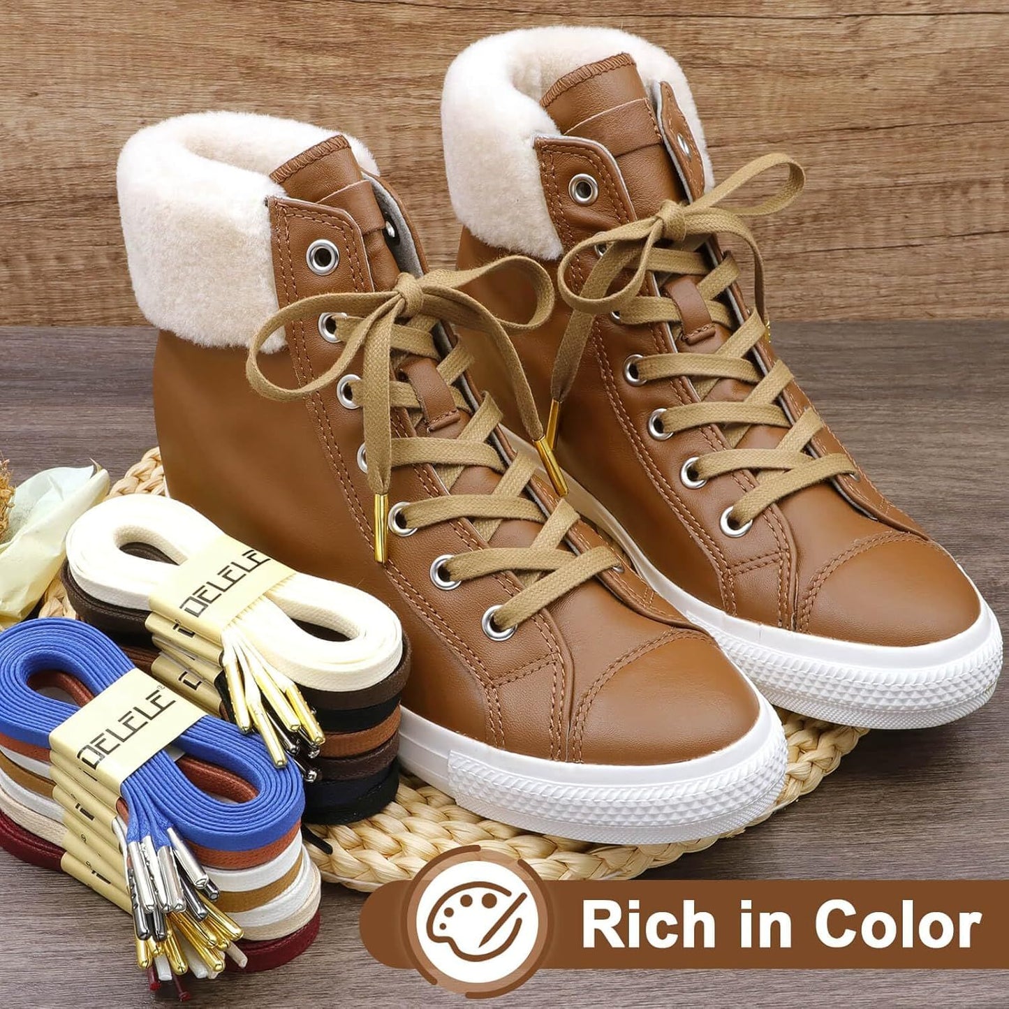 lat Waxed Cotton Shoelaces: Wax Shoe Laces or Sneakers Boot 2 Pair