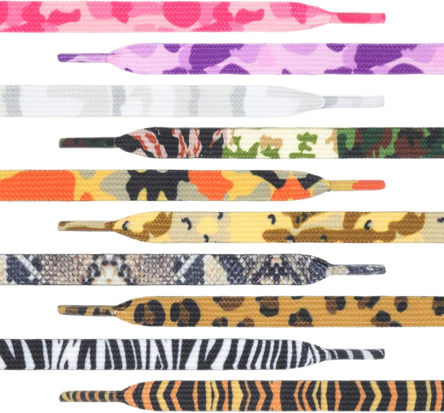 Animal Print lat Shoelaces: Colored Pattern Sneakers Shoe Laces 2 Pair