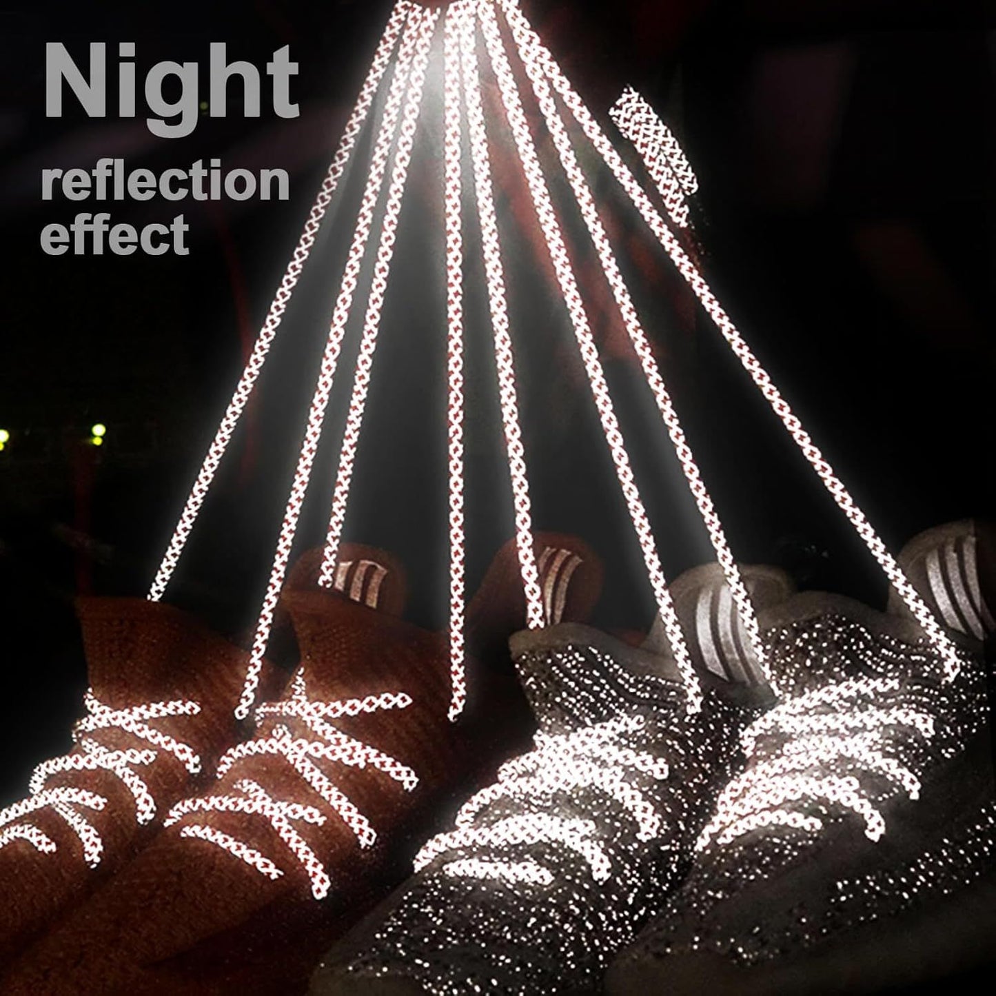 2 Pairs 4/25" Thick Round Relective Shoe Laces Saety Highlight Rope