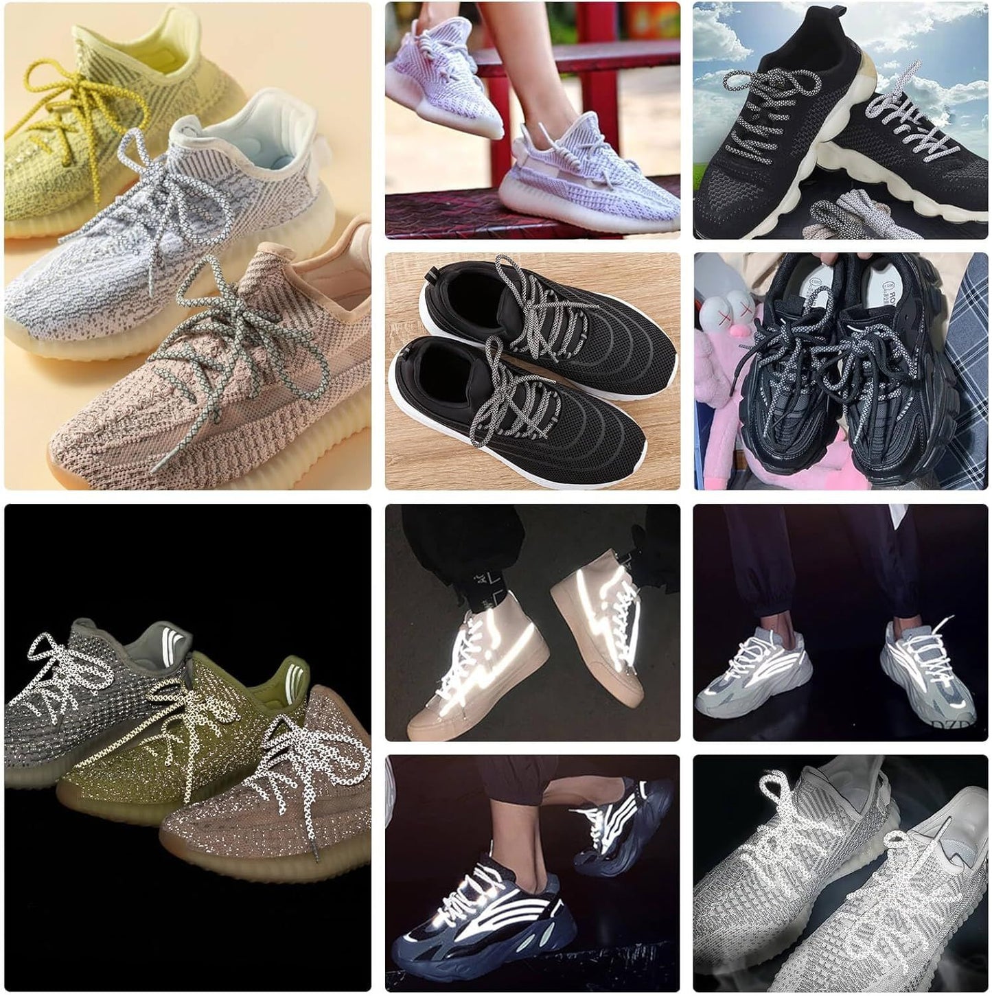 2 Pairs 4/25" Thick Round Relective Shoe Laces Saety Highlight Rope