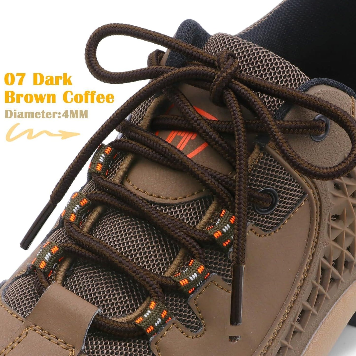 2 Pair Round Boot Laces Outdoor Hiking Walking Shoelaces Dual Coloured Striped Shoe Lace Work Shoe Strings