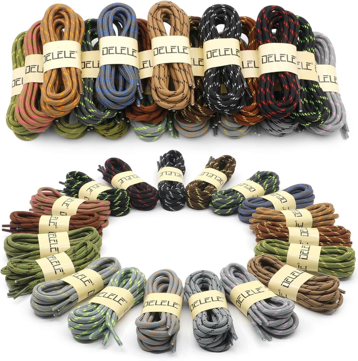 Round Work Boot Laces: Heavy Duty Hiking Shoe Laces or Boots 2 Pair
