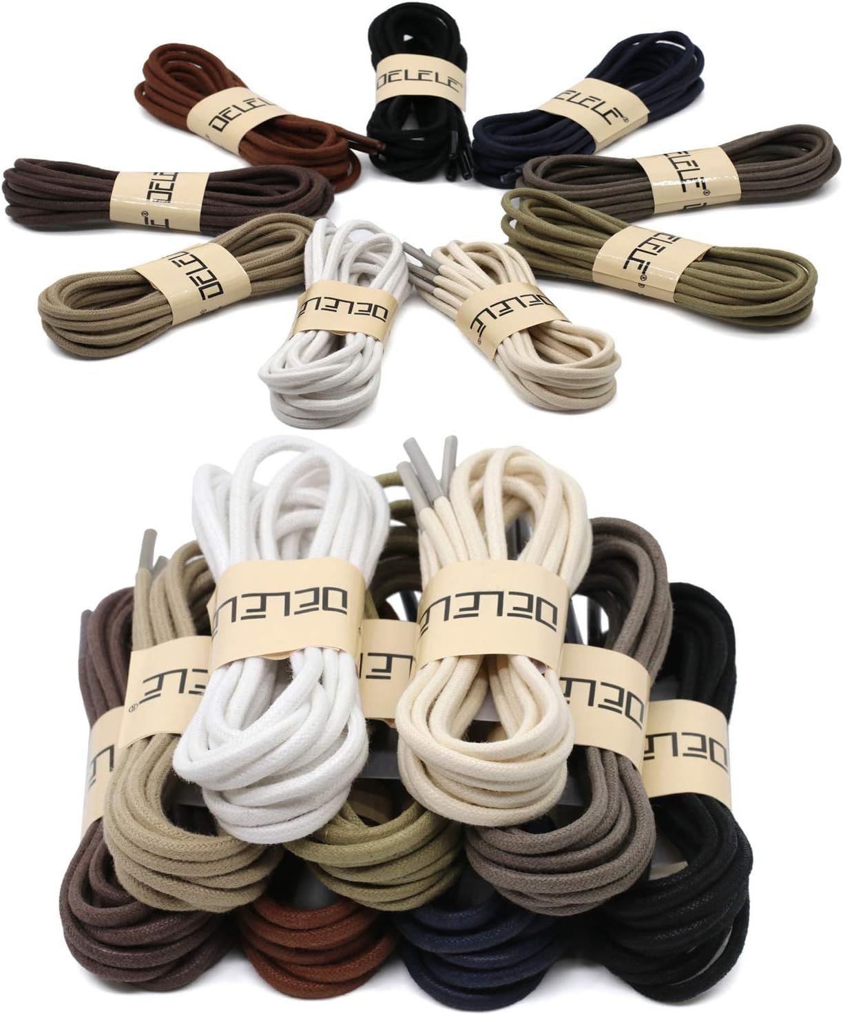 2 Pair Round Waxed Oxord Shoe Laces or Dress Shoes and Boots