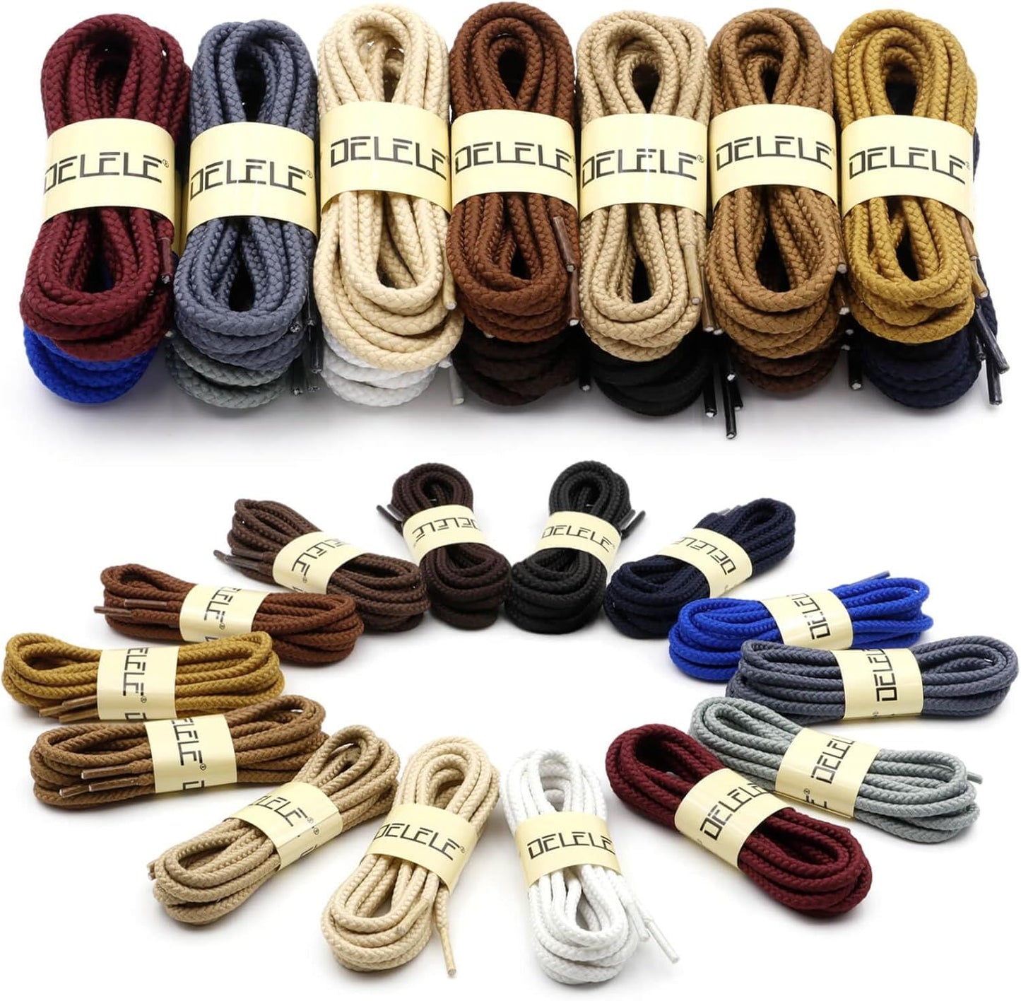 Round Braided Hiking Shoelaces: Work Climbing Shoe Laces or Boot 2 Pair