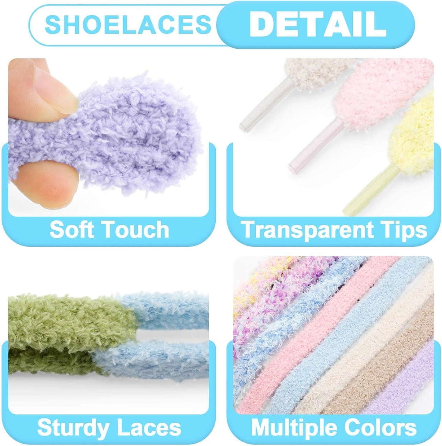 Thick uzzy Shoe Laces: Chunky Plush lat Shoelaces or Sneakers - 1 Pair