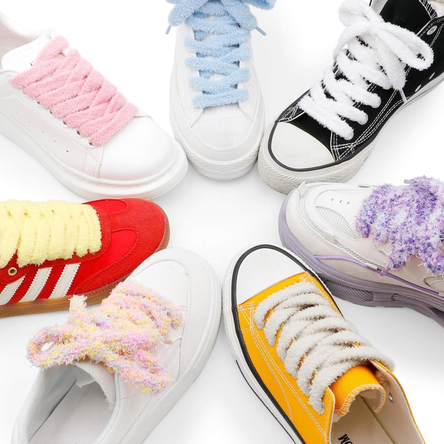 Thick uzzy Shoe Laces: Chunky Plush lat Shoelaces or Sneakers - 1 Pair