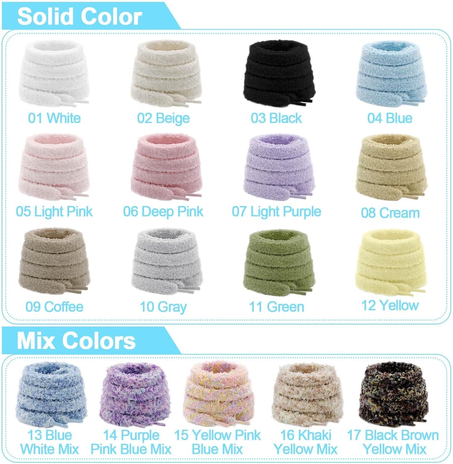 Thick uzzy Shoe Laces: Chunky Plush lat Shoelaces or Sneakers - 1 Pair