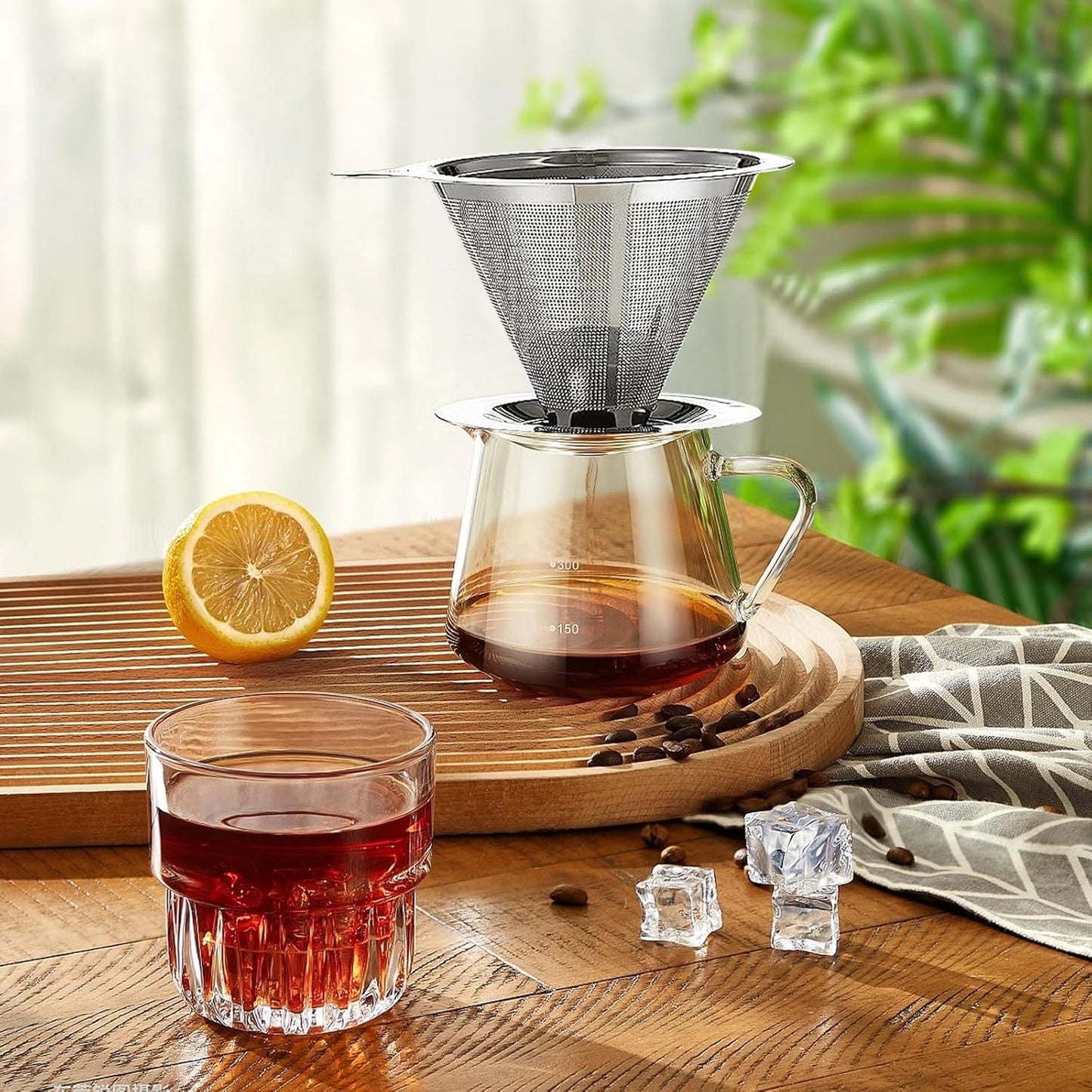 Pour Over Coee Dripper, Slow Drip Paperless Coee ilter, Pour Over Coee Maker or 1-2Cups Brew, Double Mesh Design o Manual Reusable Cone ilter